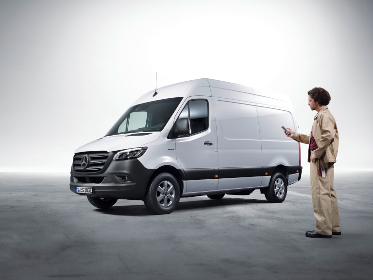 Digital Extras for Mercedes-Benz Vans | Business | Digital Extras Man in front of a van.