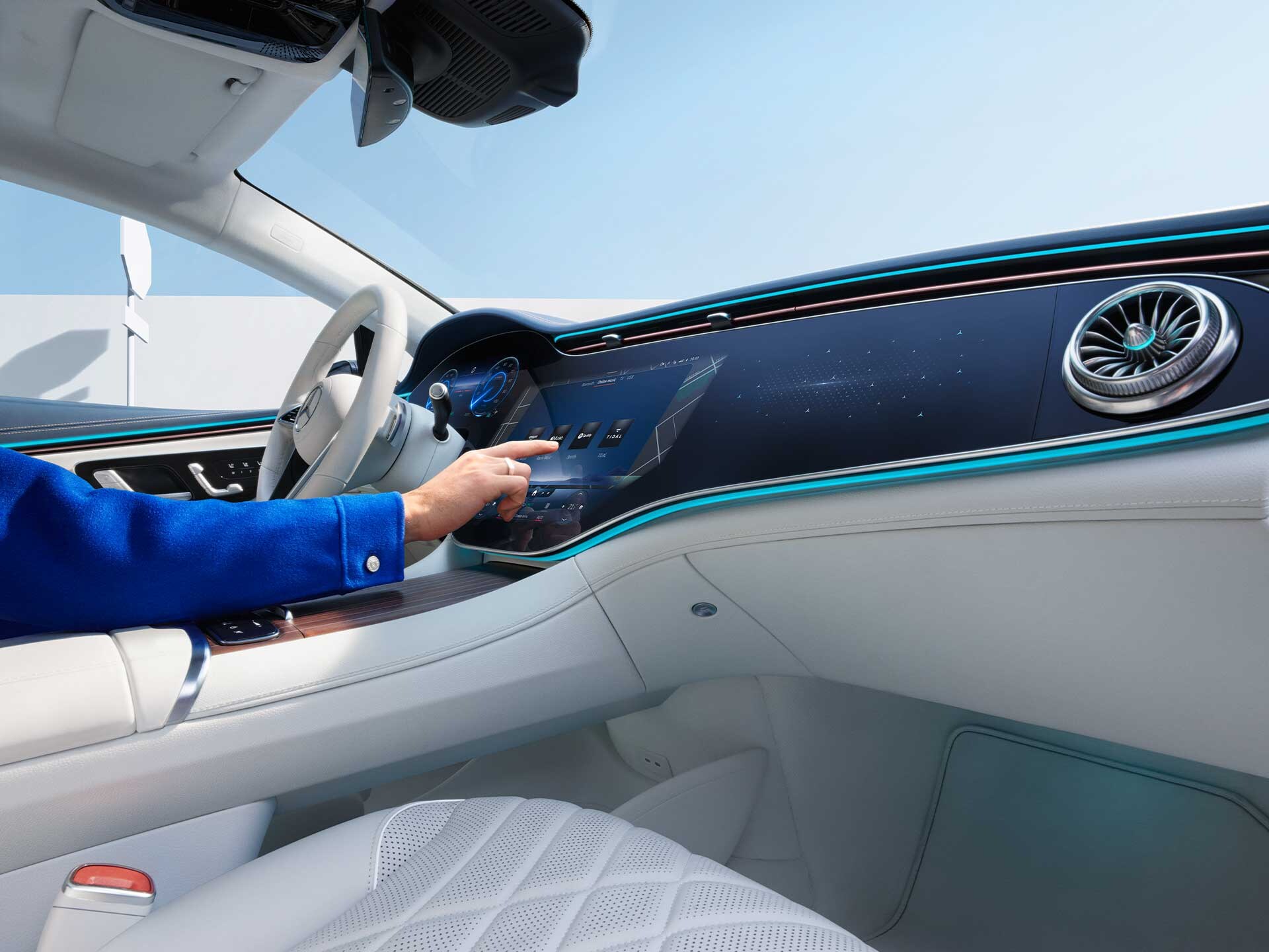 Digital Extras being selected on the screen of the MBUX multimedia system in a Mercedes-Benz.