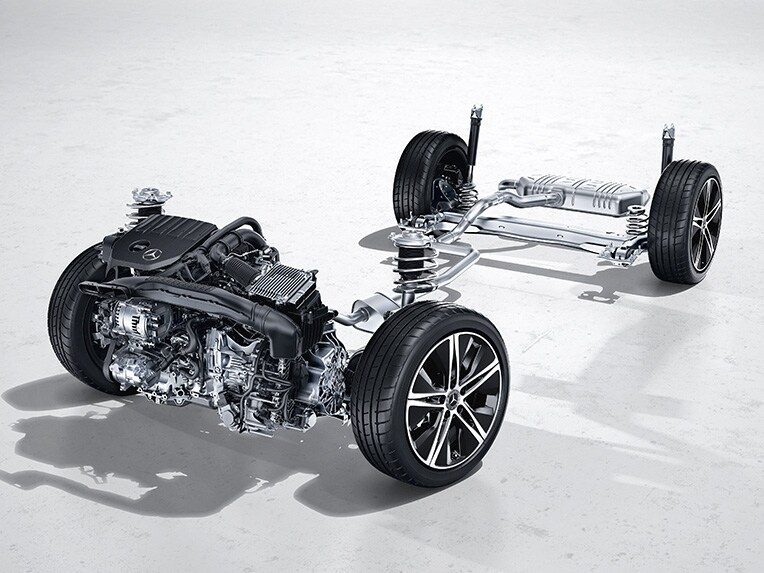 An illustration showing the 48-volt system in the new B-Class.