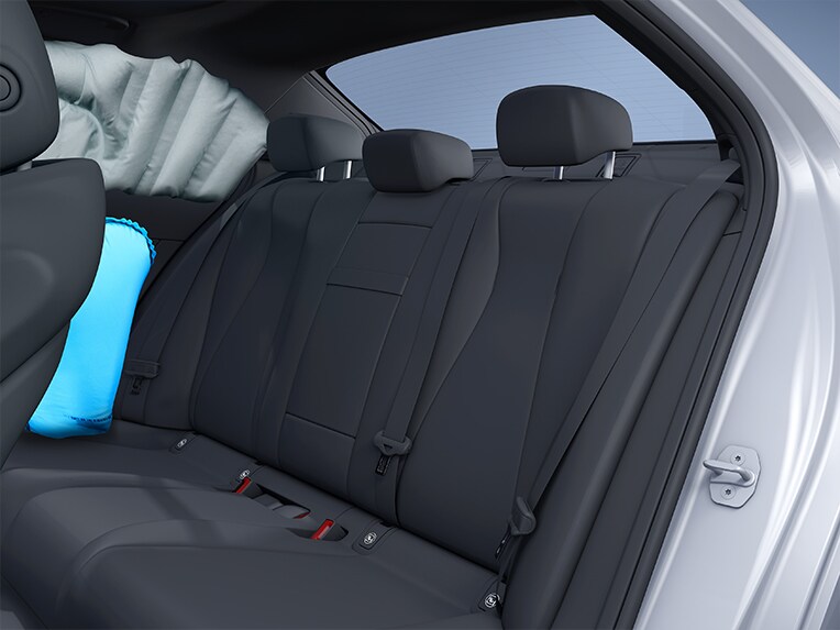 An illustration showing the side impact airbags in the rear.