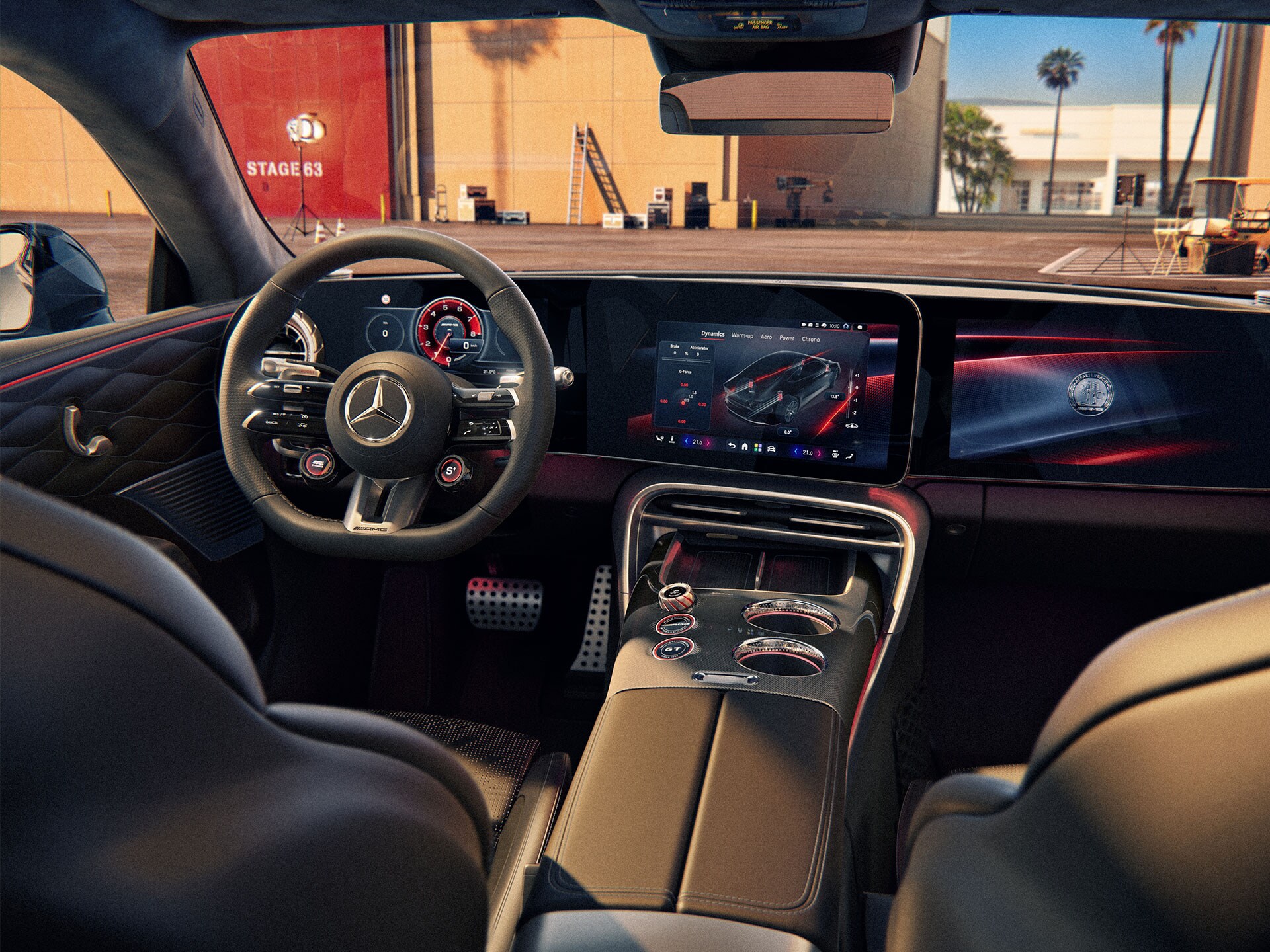 The driver-oriented cockpit in the all-new Mercedes-AMG GT 53 Coupé.