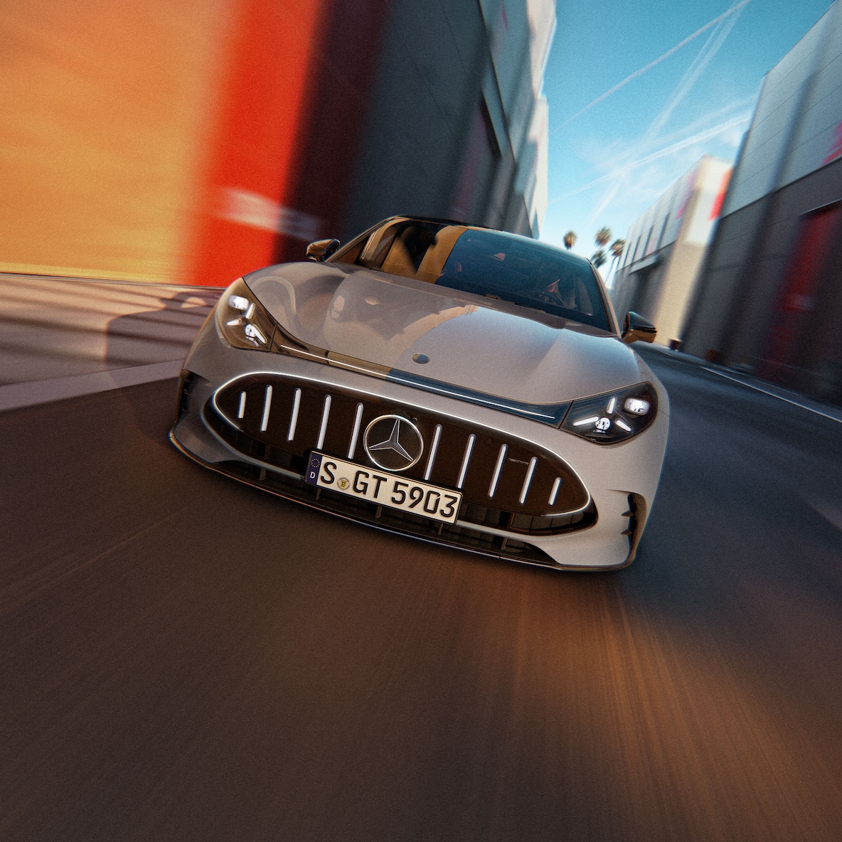 A front view of the GT 4-Door Coupé from Mercedes-AMG.