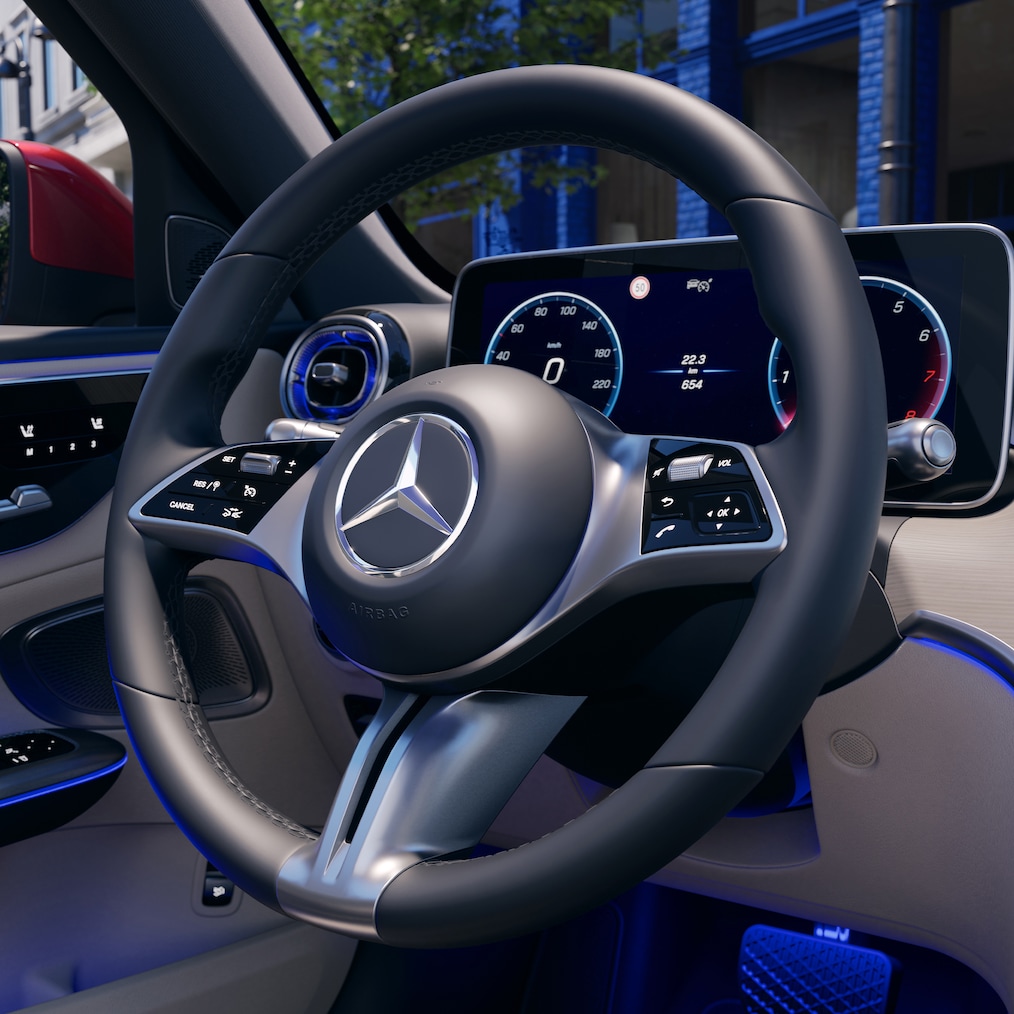 The new steering wheel in the new C-Class Estate from Mercedes-Benz.
