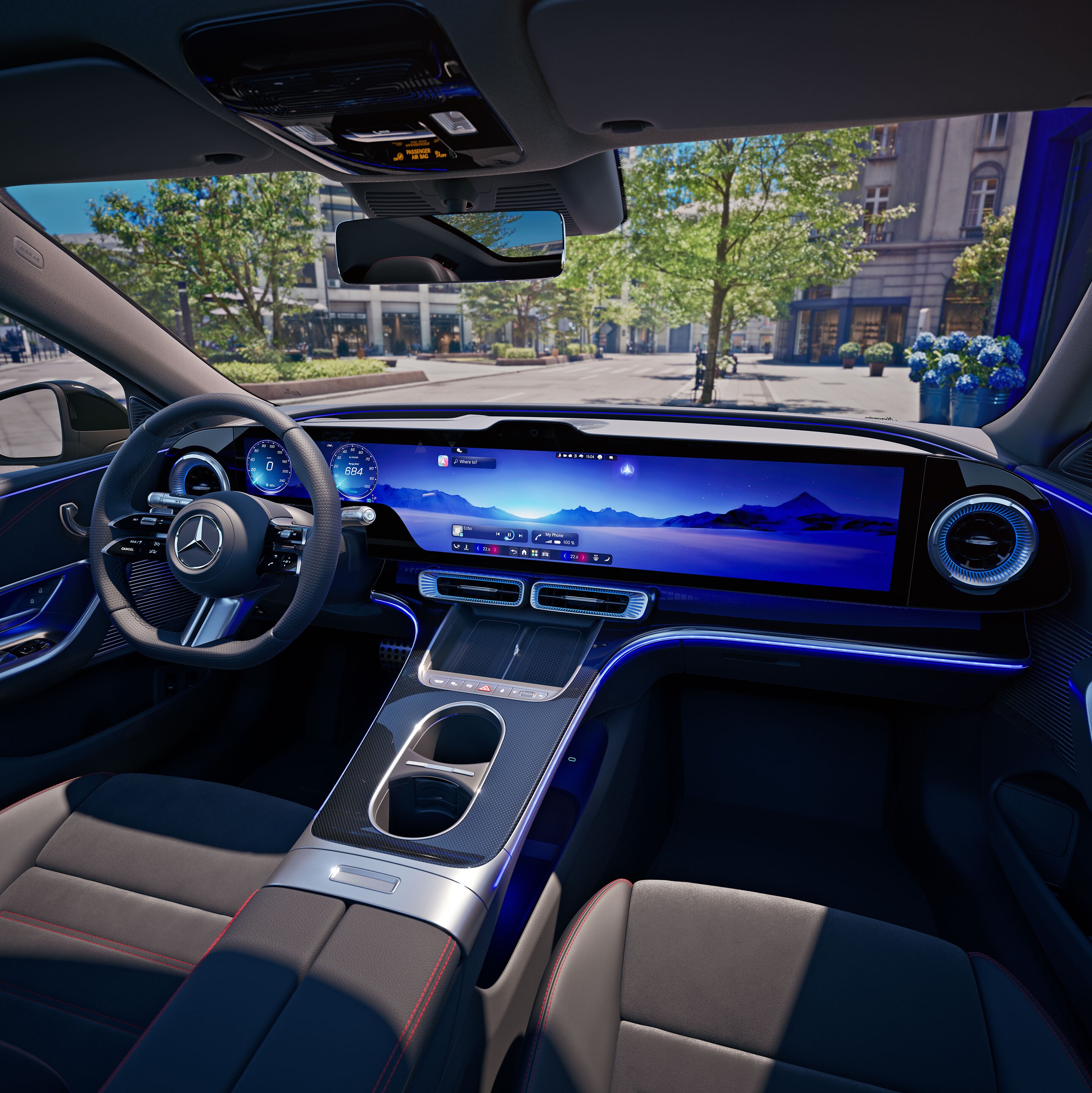 The interior of the new C-Class from Mercedes-Benz.