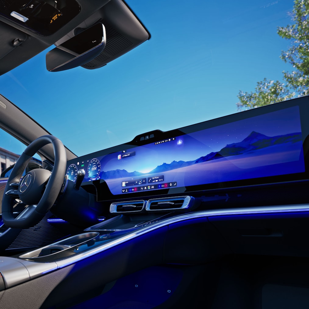 The MBUX Hyperscreen of the all-new electric C-Class from Mercedes-Benz.
