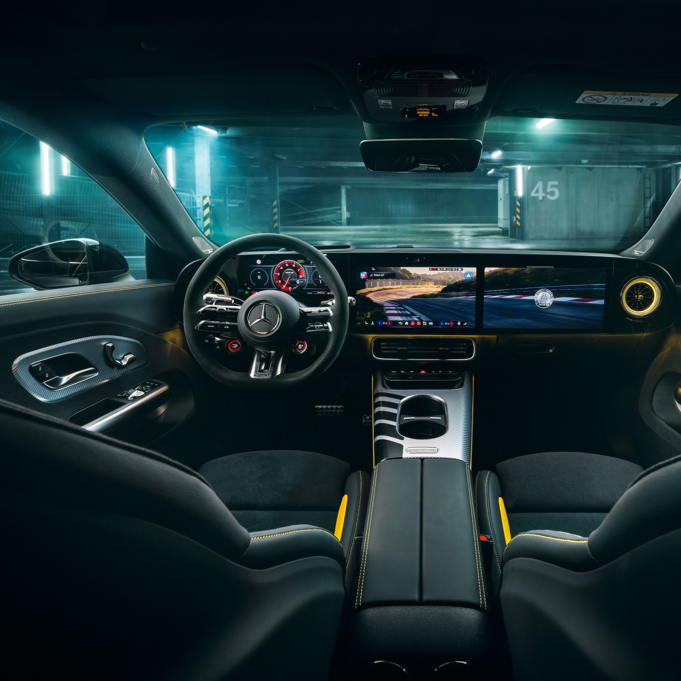 The interior of the all-new Mercedes-AMG CLA 45 electric 4MATIC+.