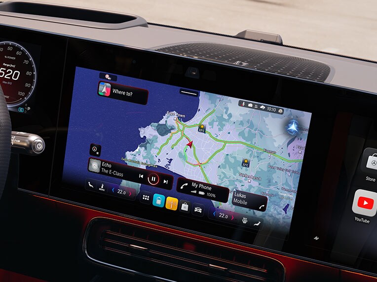 The new all-electric Mercedes-Benz CLA with Navigation with Electric Intelligence.