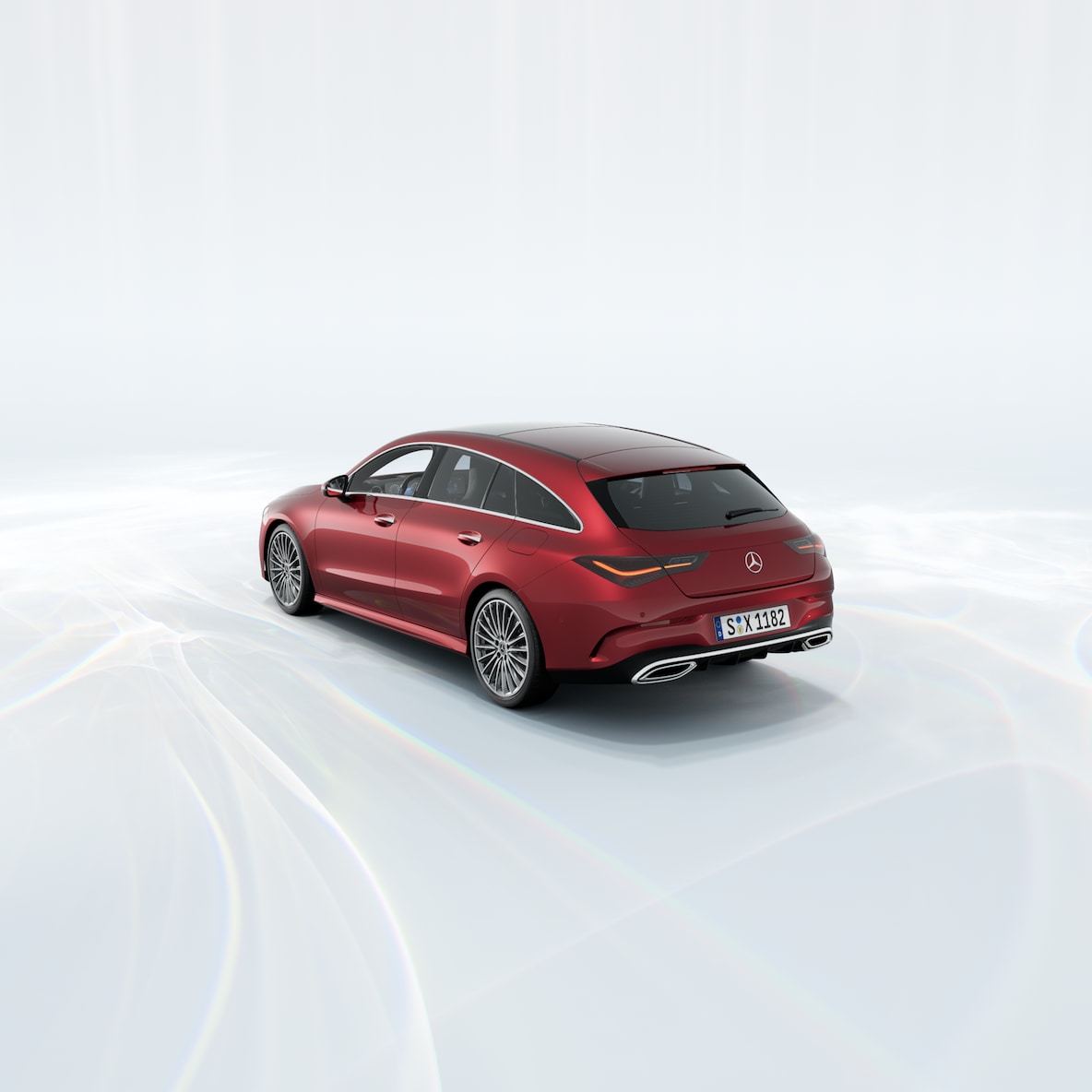 Rear side view of a Mercedes-Benz CLA Shooting Brake.