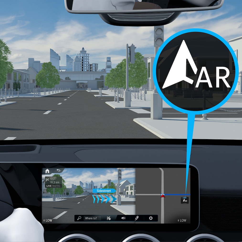 How Digital Extra: MBUX Augmented Reality for Navigation works in the Mercedes-Benz CLA Shooting Brake.