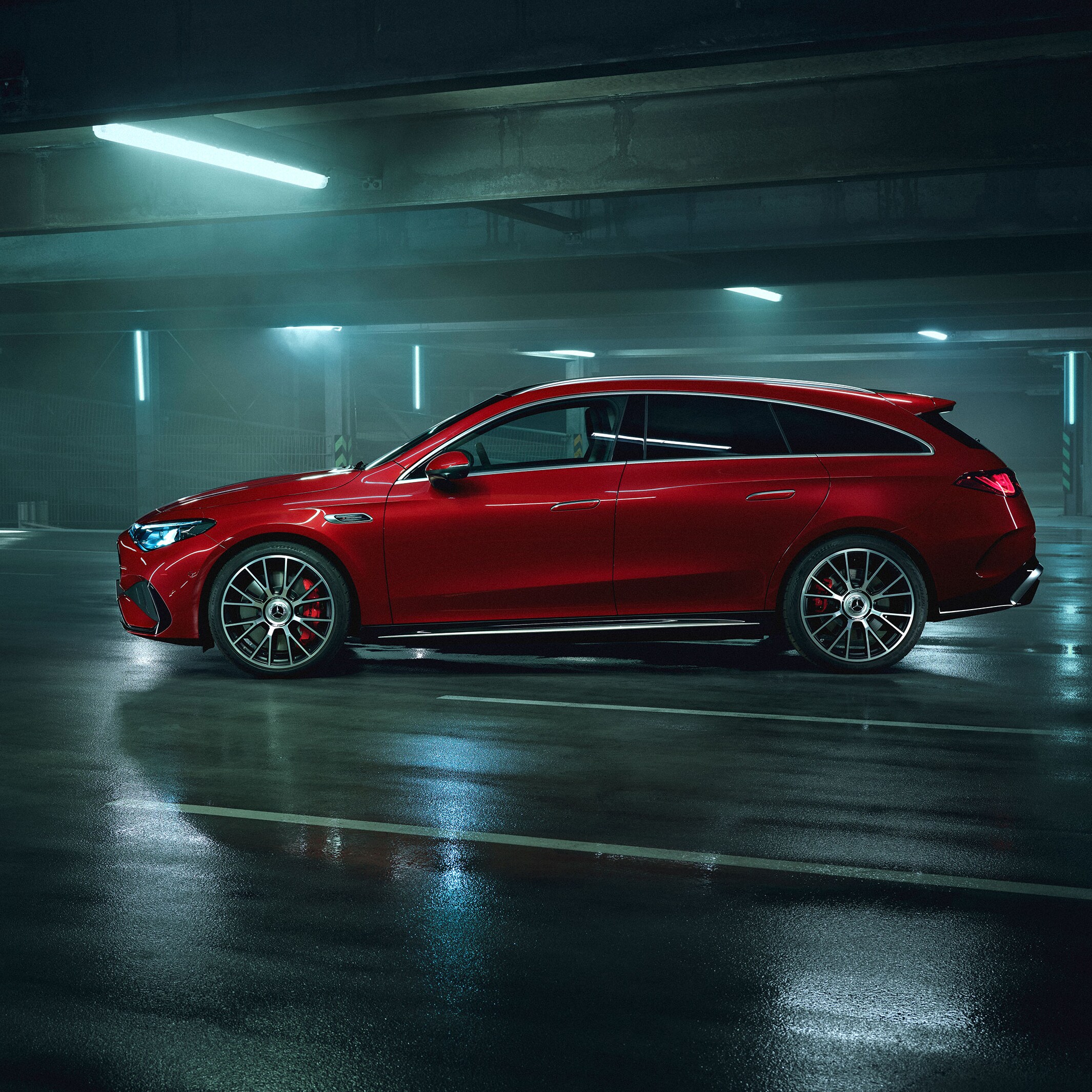The exterior of the all-new Mercedes-AMG CLA 45 electric 4MATIC+ Shooting Brake.