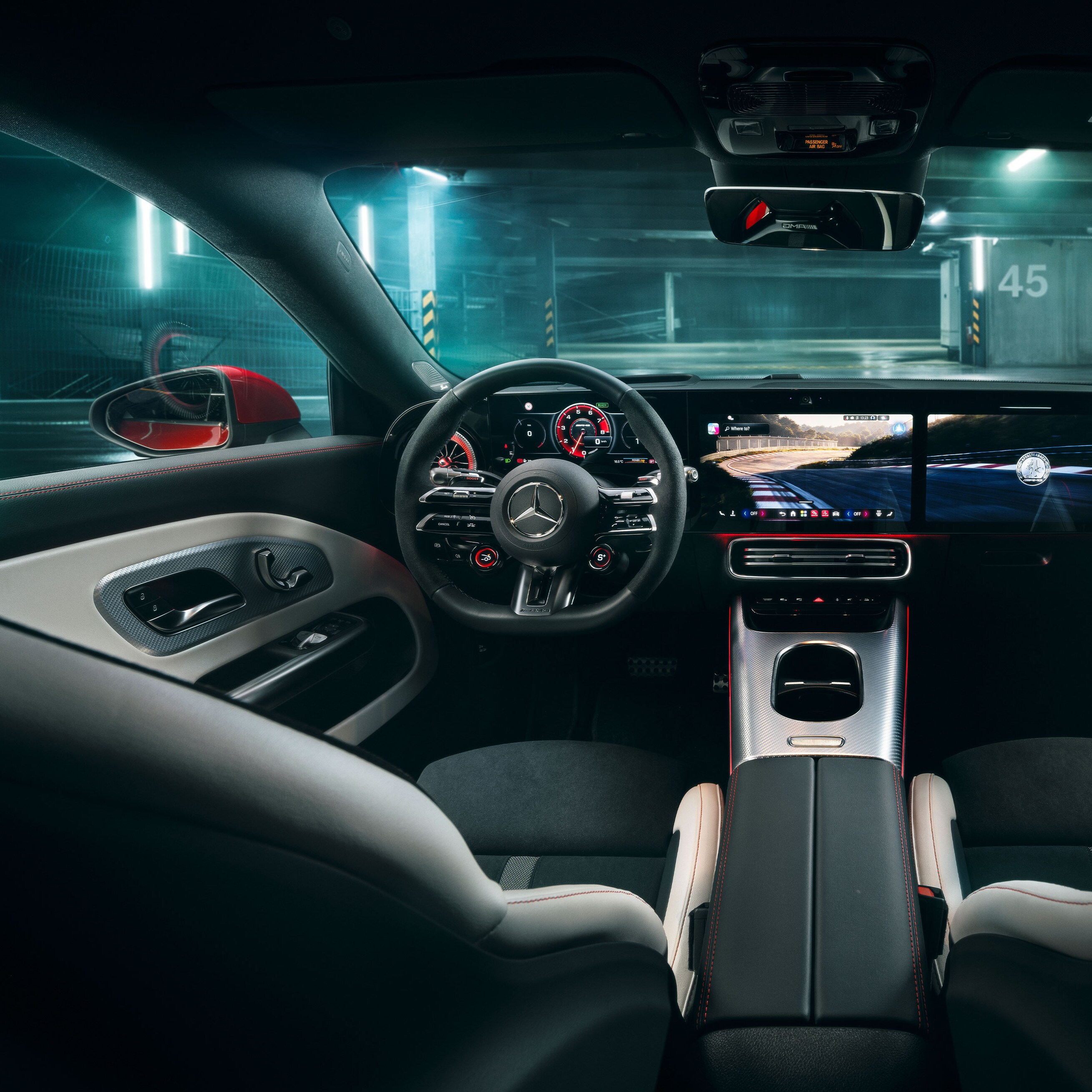 The interior of the all-new Mercedes-AMG CLA 45 electric 4MATIC+ Shooting Brake.