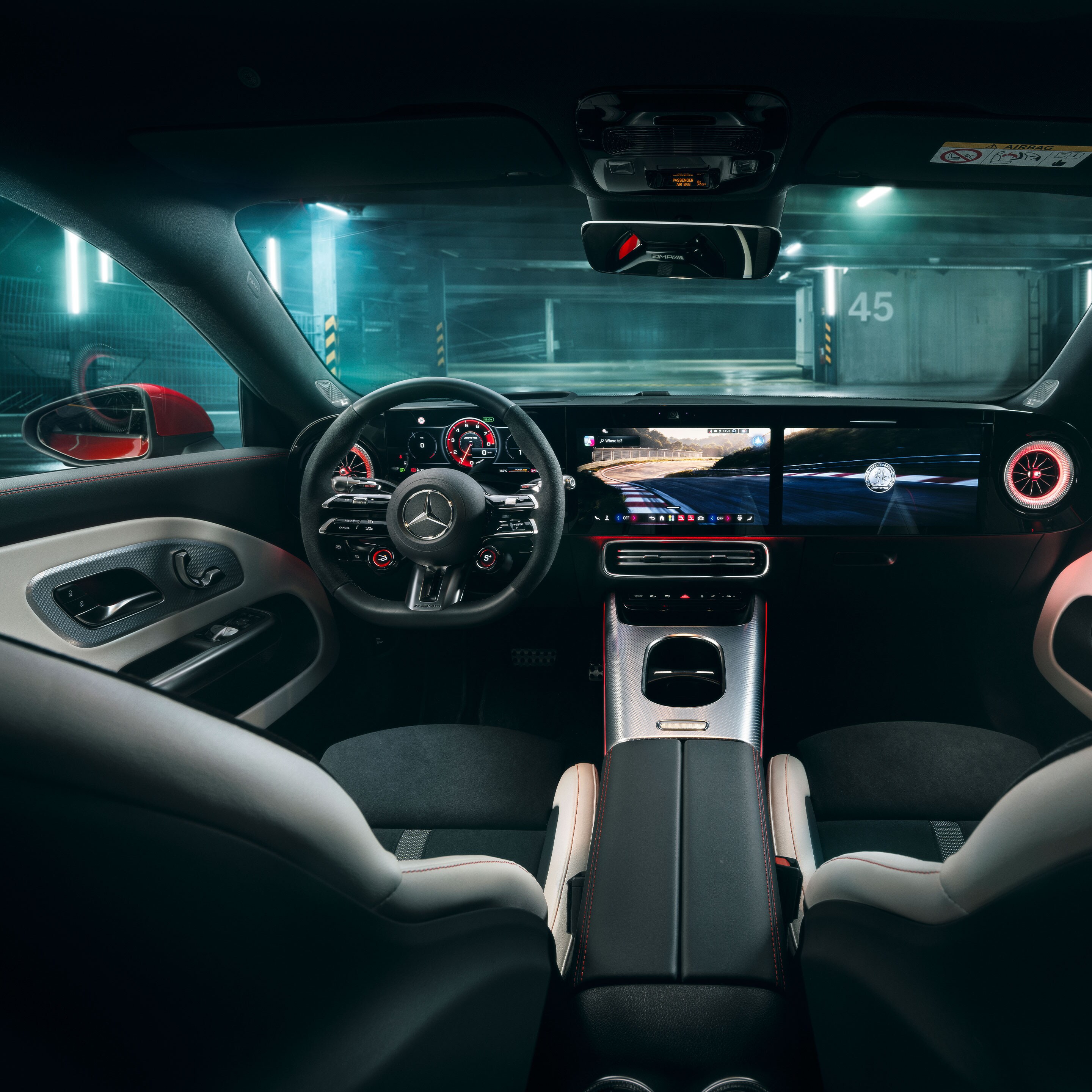 The interior of the all-new Mercedes-AMG CLA 45 electric 4MATIC+ Shooting Brake.