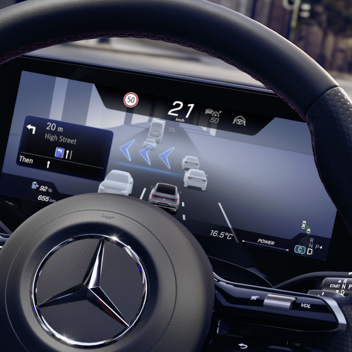 MBUX Superscreen with navigation maps in the all-new CLA Shooting Brake.