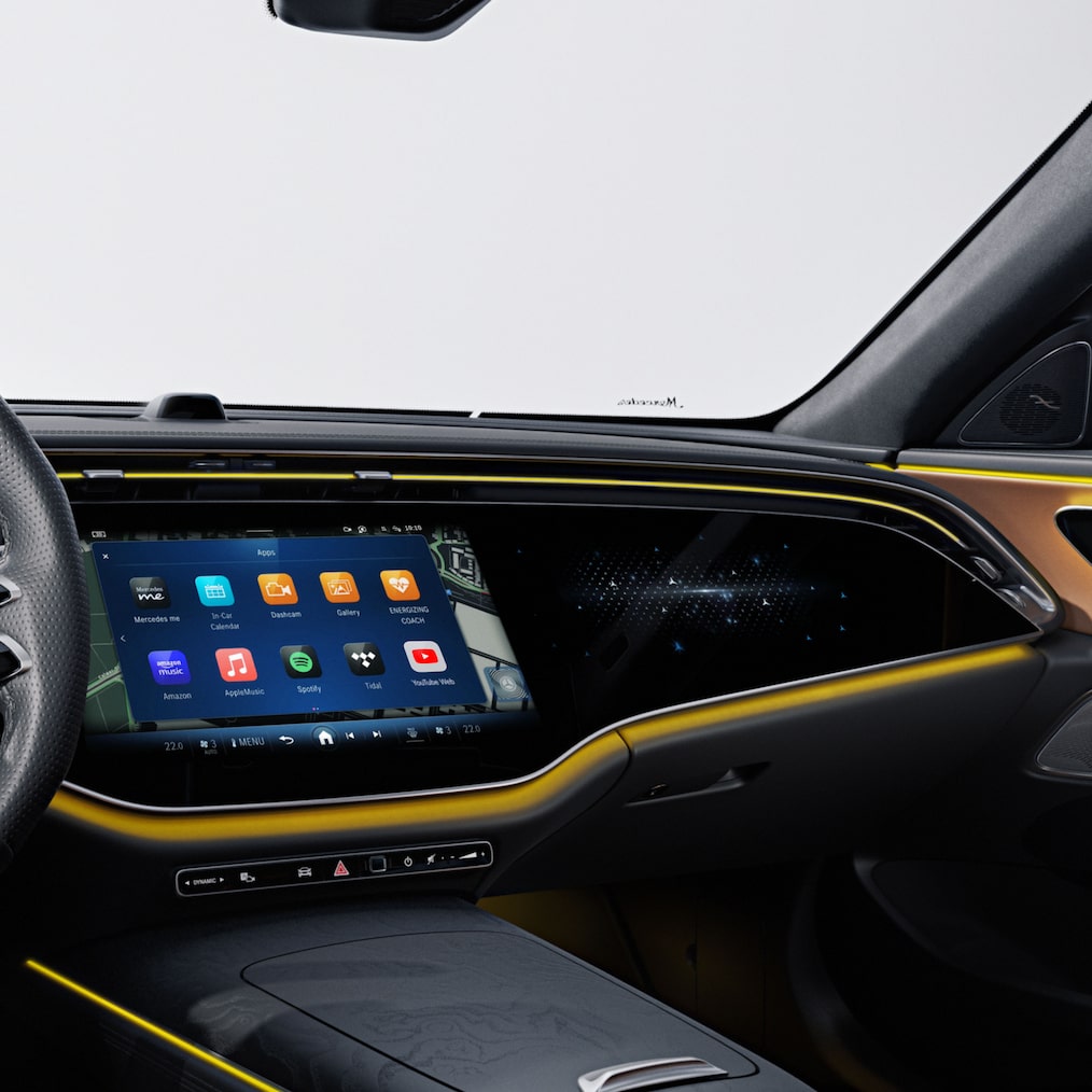The MBUX Superscreen in the Mercedes-Benz E-Class Estate.