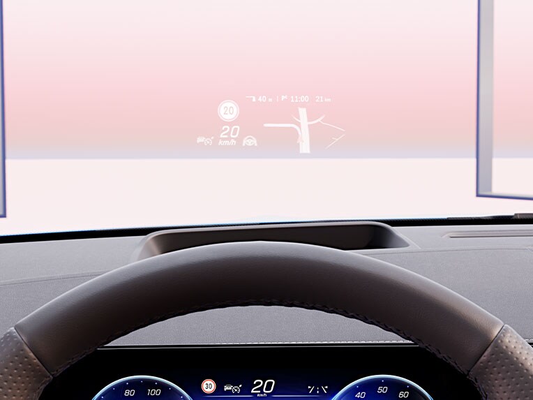 The head-up display in the new EQA from Mercedes-Benz.