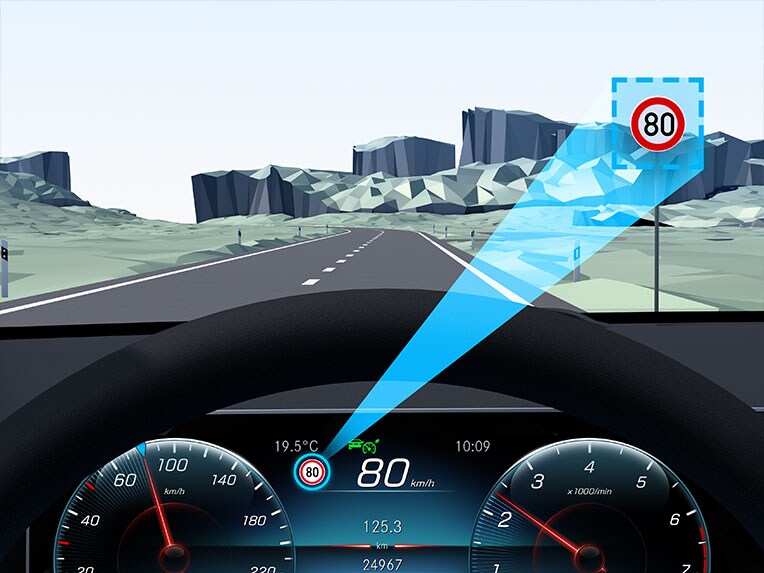 The Speed Limit Assist in the new EQA from Mercedes Benz.