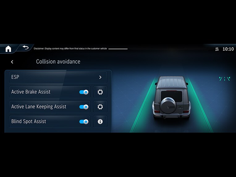 An illustration of how Active lane keeping assist works in the all-new G-Class from Mercedes-Benz.