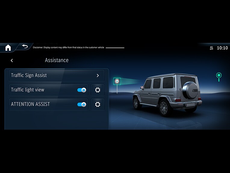 The traffic sign assistant in the G-Class from Mercedes-Benz.
