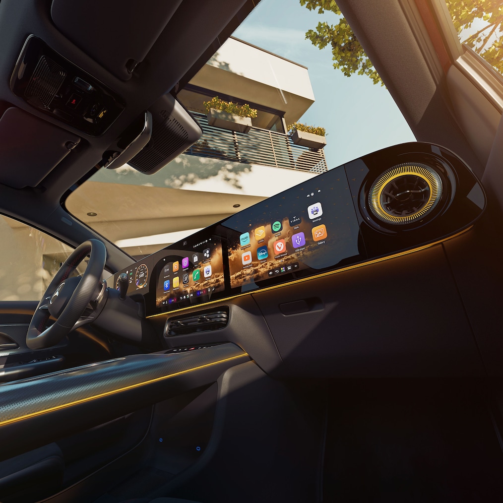 The MBUX Superscreen of the all-new electric Mercedes-Benz GLA.