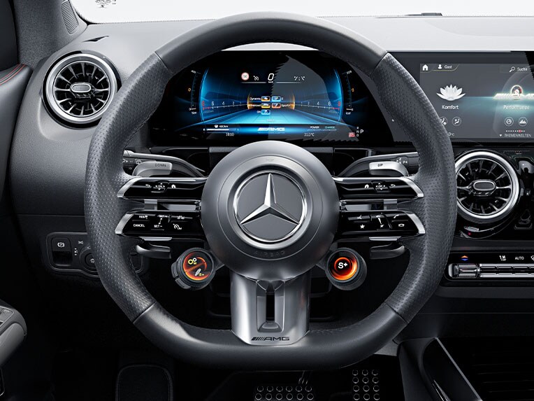 AMG Performance steering wheel in the new Mercedes-AMG GLA.