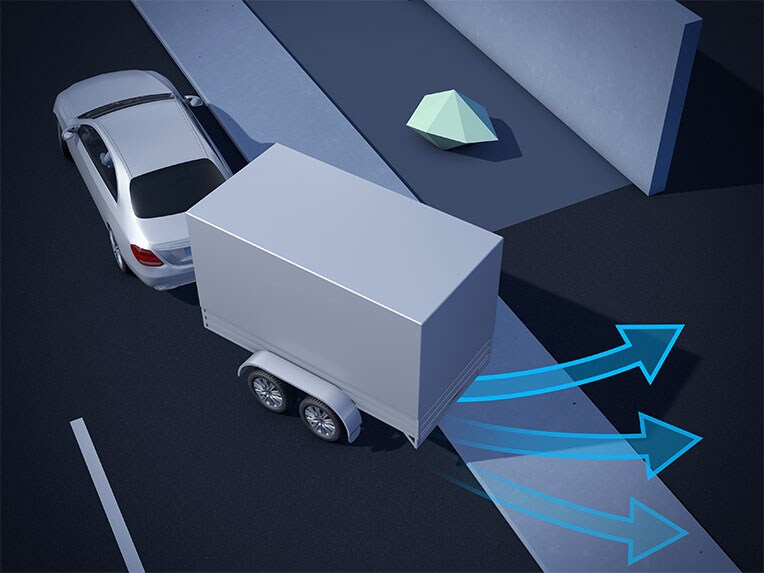 The trailer hitch with ESP® trailer stabilization of the GLB from Mercedes-Benz.