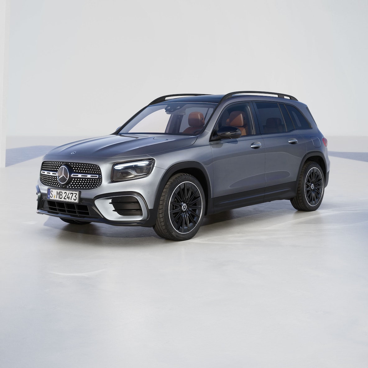 Frontal side view of a Mercedes-Benz GLB SUV.