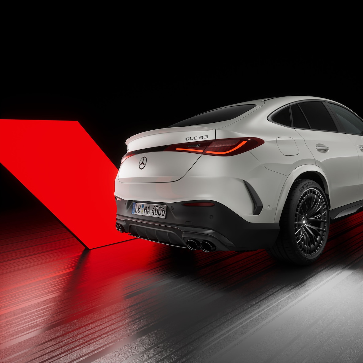 Mercedes-AMG GLC Coupé in a view from the right side at the rear.