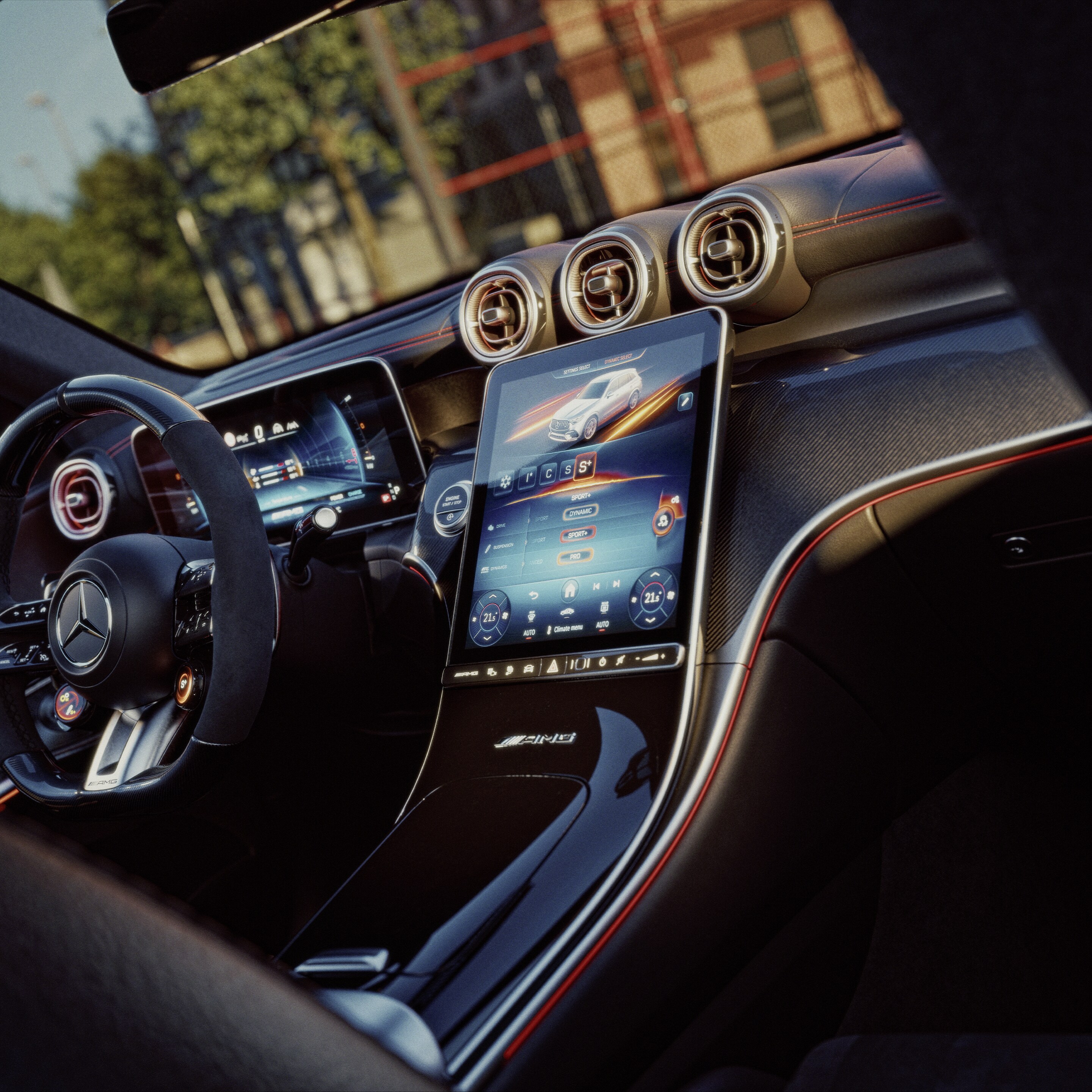 The interior of the new Mercedes-AMG GLC SUV.