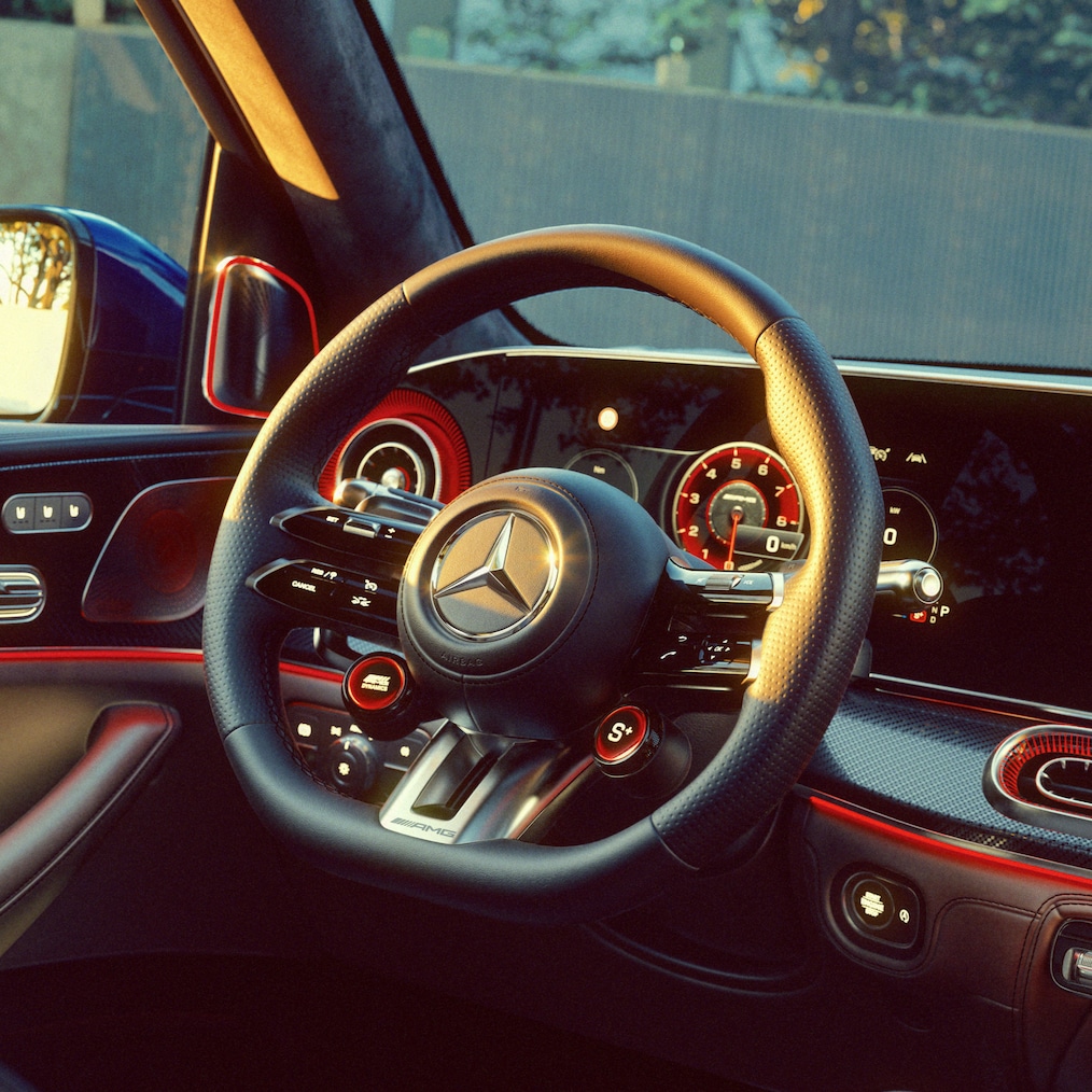 The AMG performance steering wheel of the new Mercedes-AMG GLS 63.