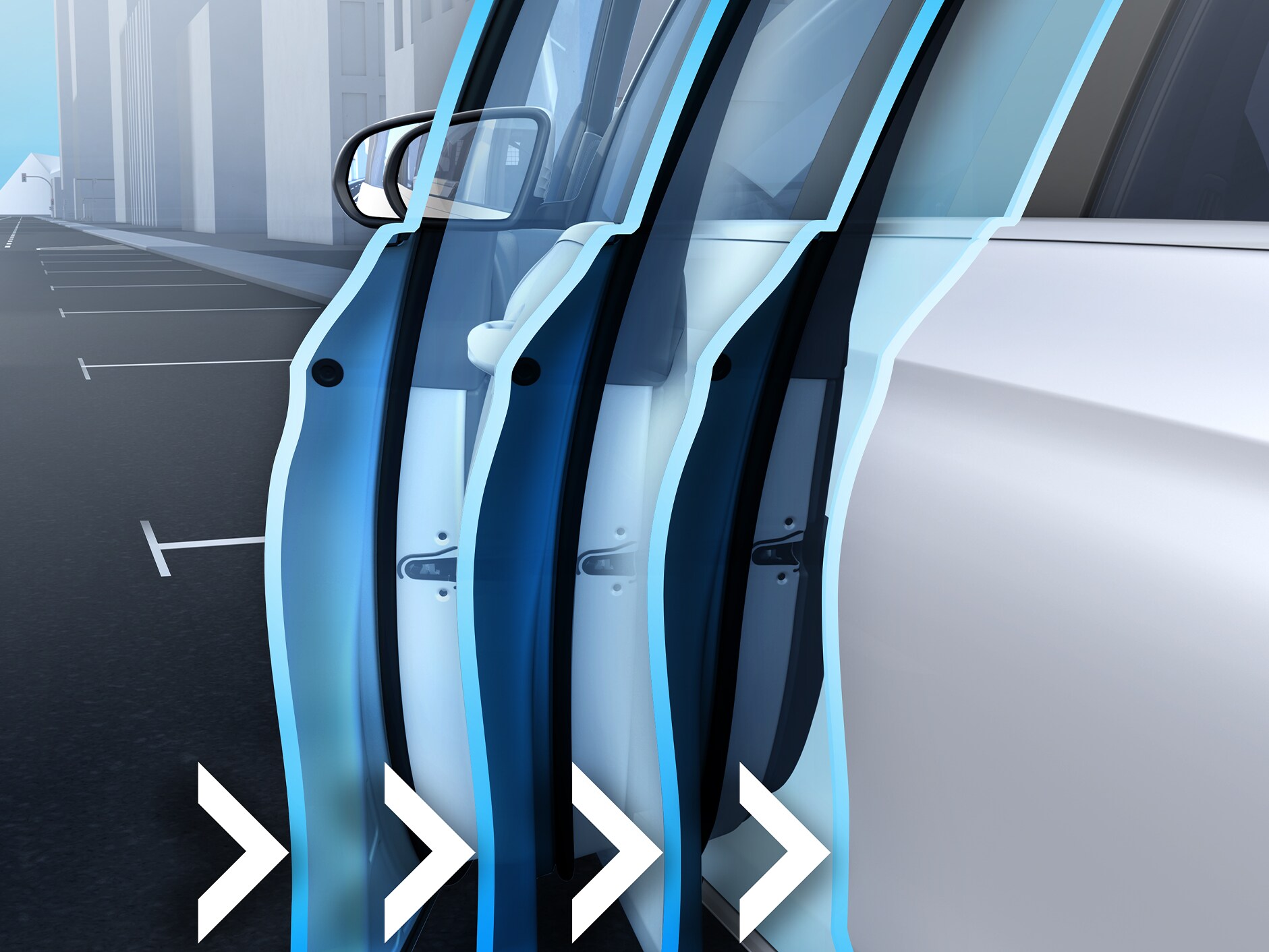 Illustration of the power closing function of the new GLS from Mercedes-Benz.