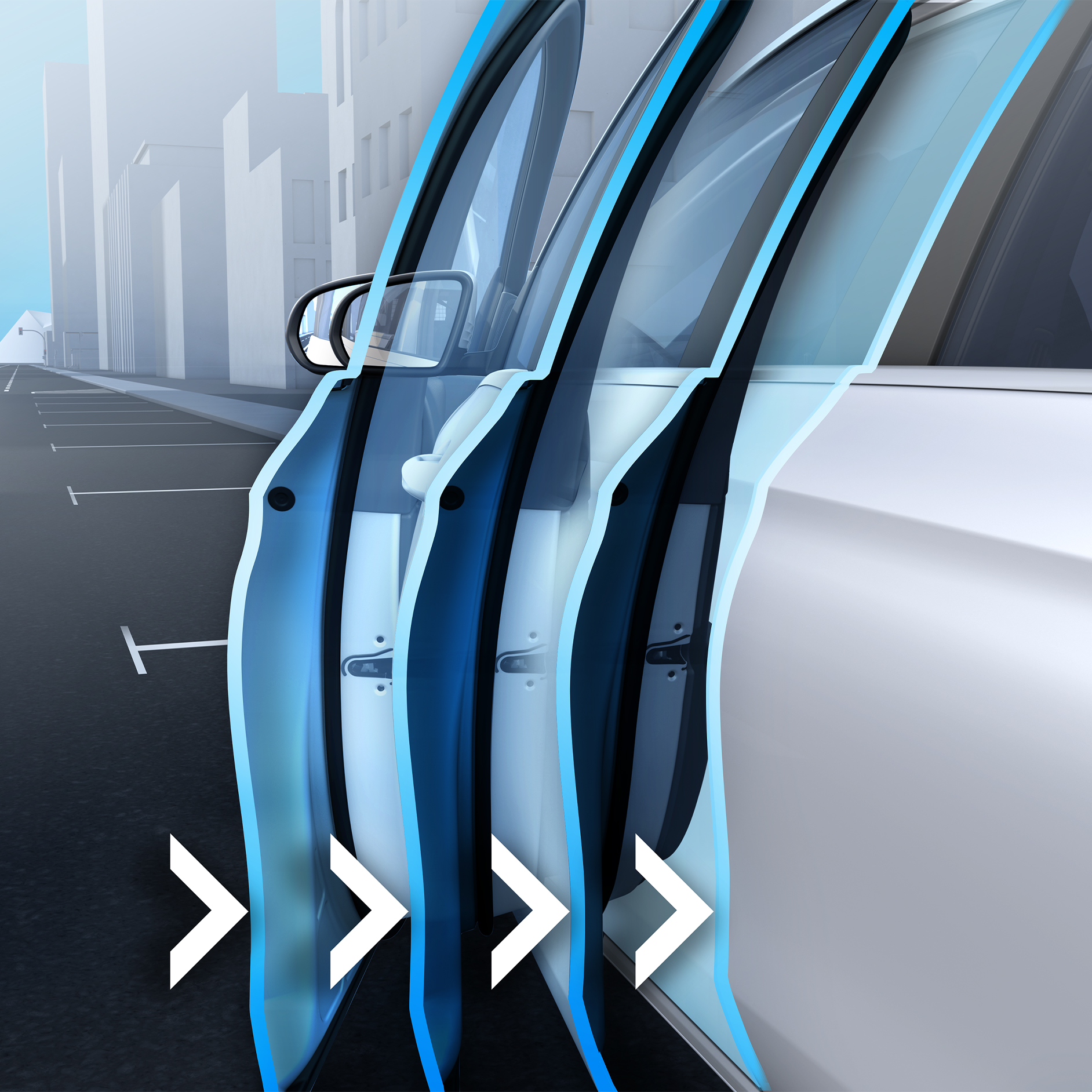 Power closing function | GLS | Mercedes-Benz Illustration of the power closing function of the new GLS from Mercedes-Benz.