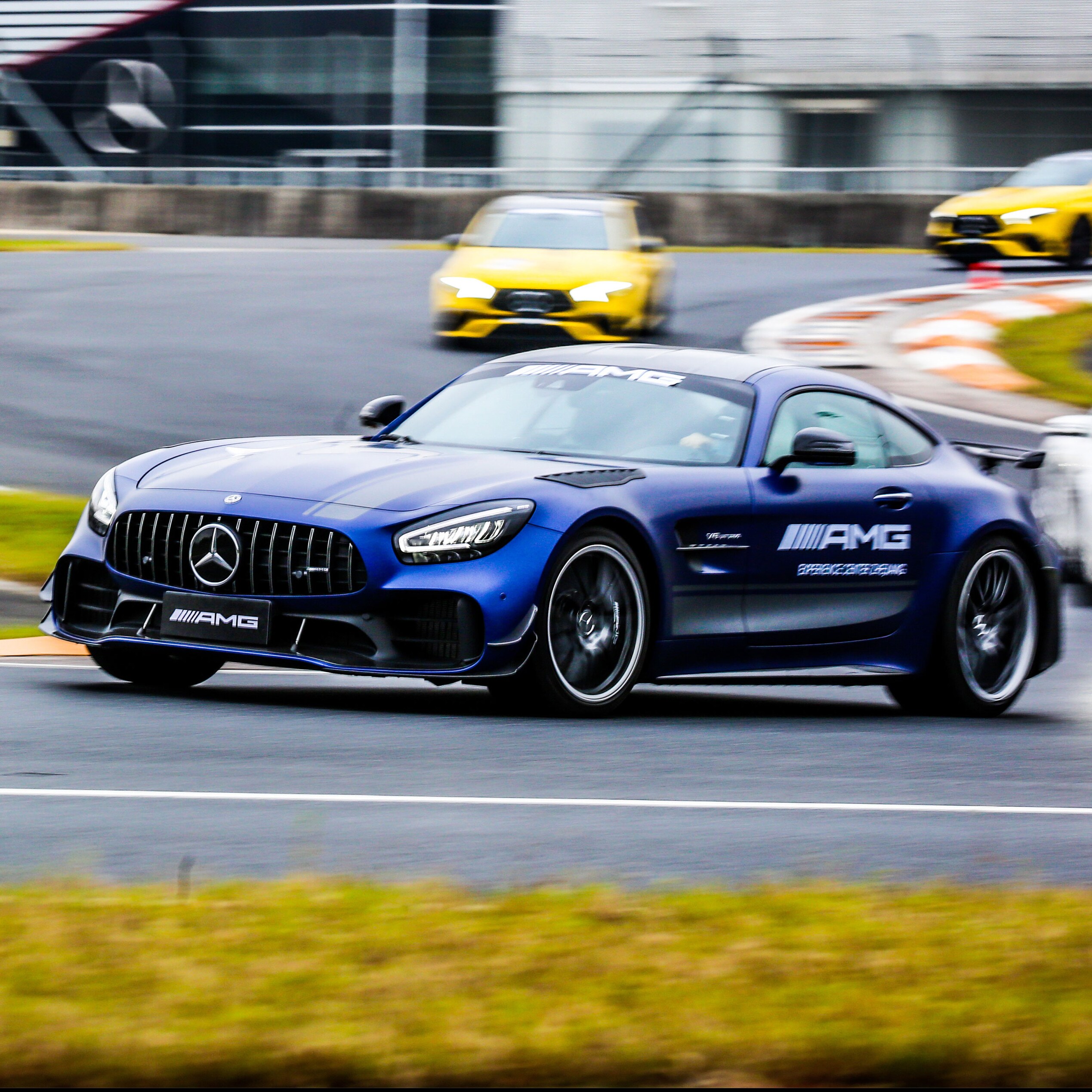 Several Mercedes-AMG vehicles.