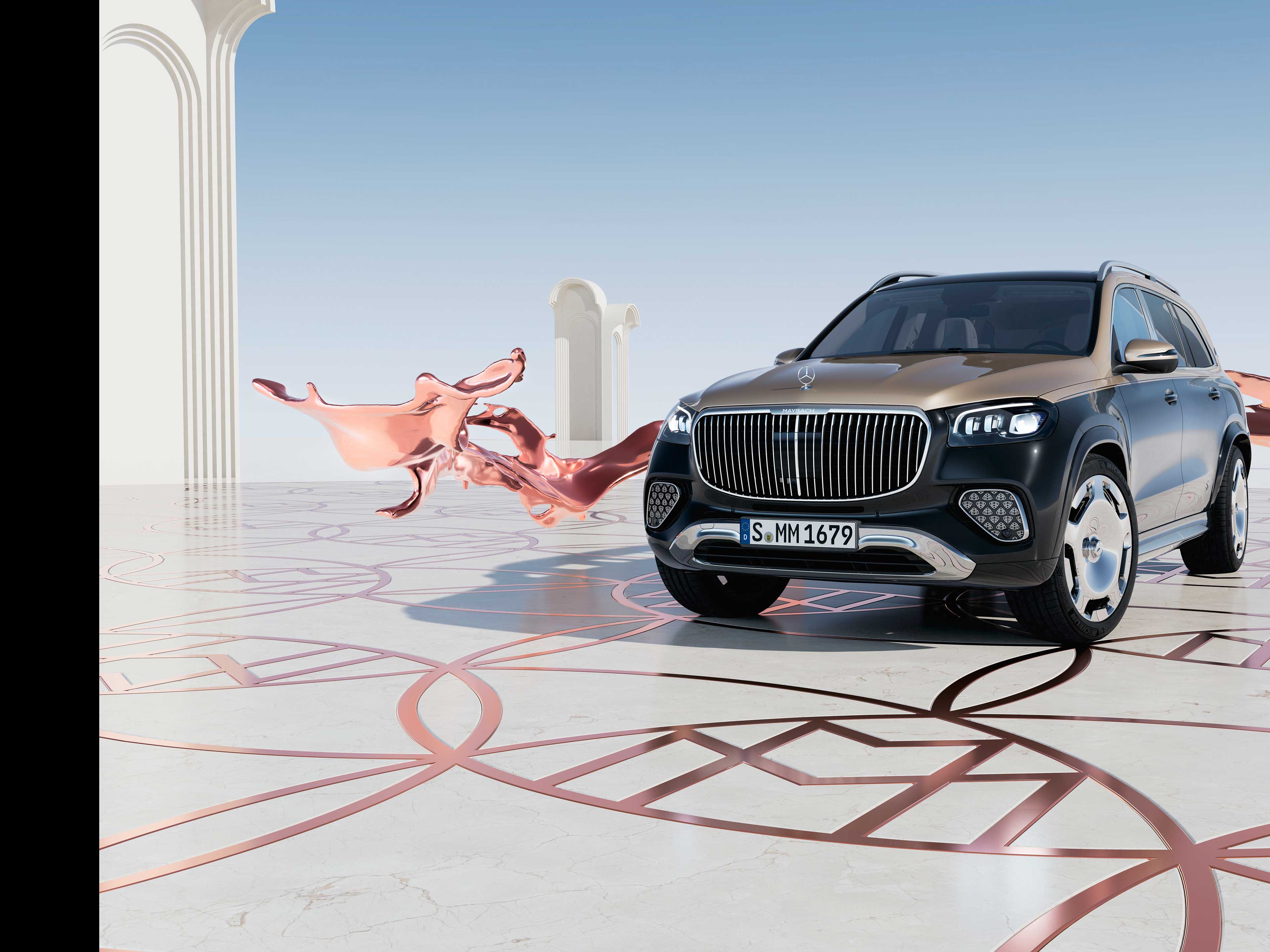 GLS SUV | Trademark | Mercedes-Maybach Front view of the Mercedes-Maybach GLS SUV.