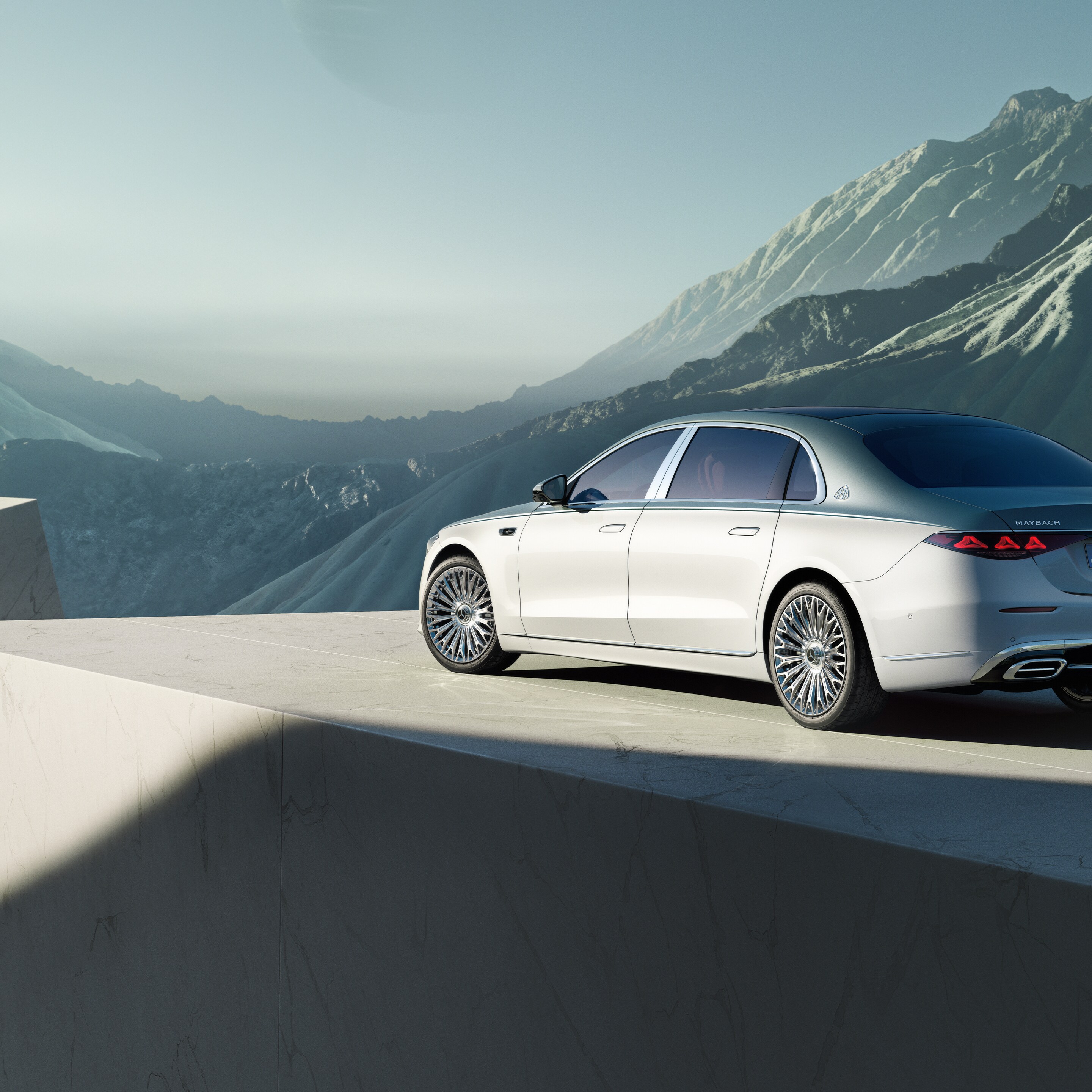 Side view of the Mercedes-Maybach S-Class.