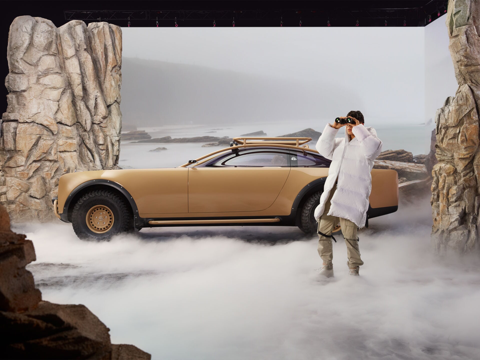 The Mercedes-Maybach S-Class Virgil Abloh from the side of the rear.