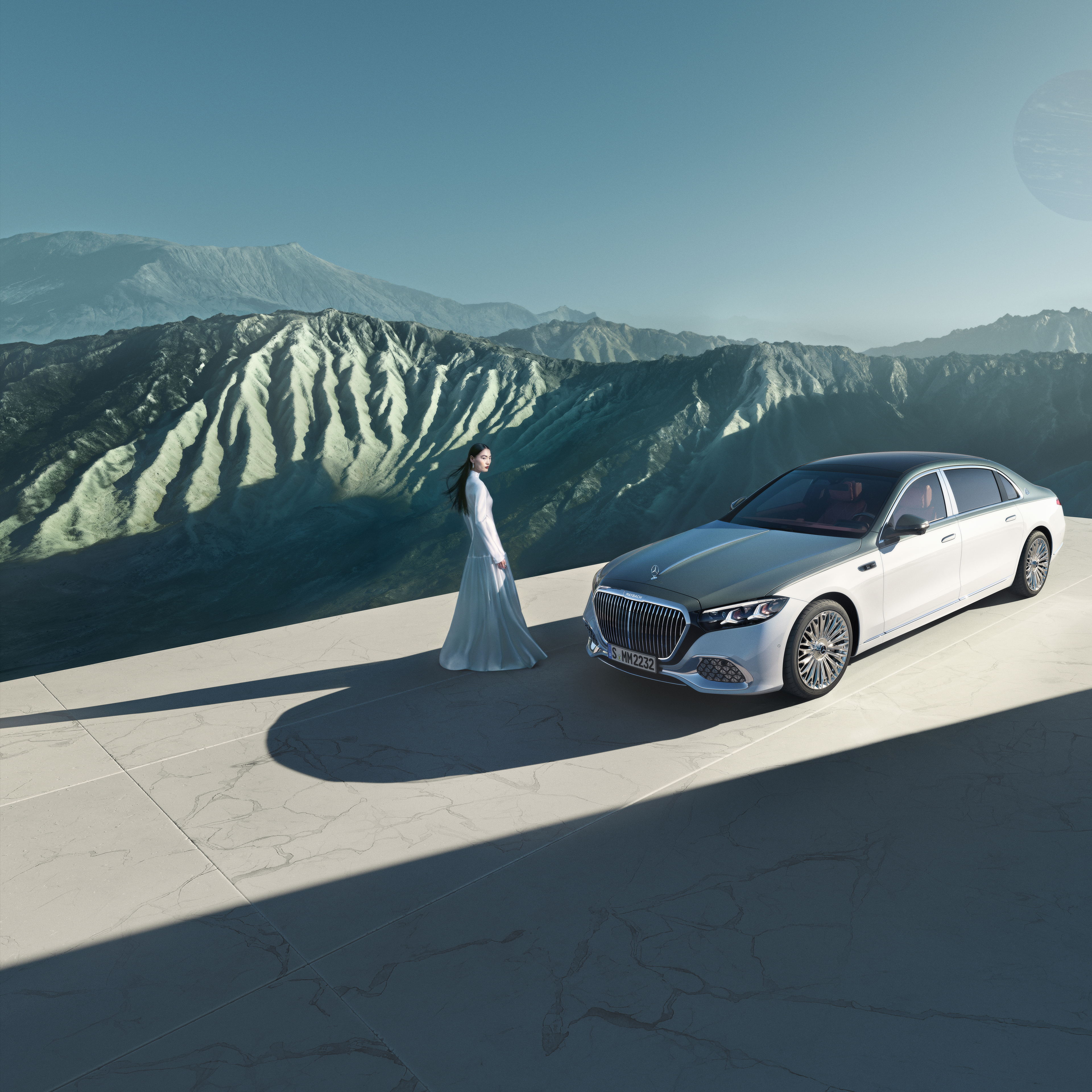 Trademark | Mercedes-Maybach A Mercedes-Maybach with two-tone paintwork in different views.