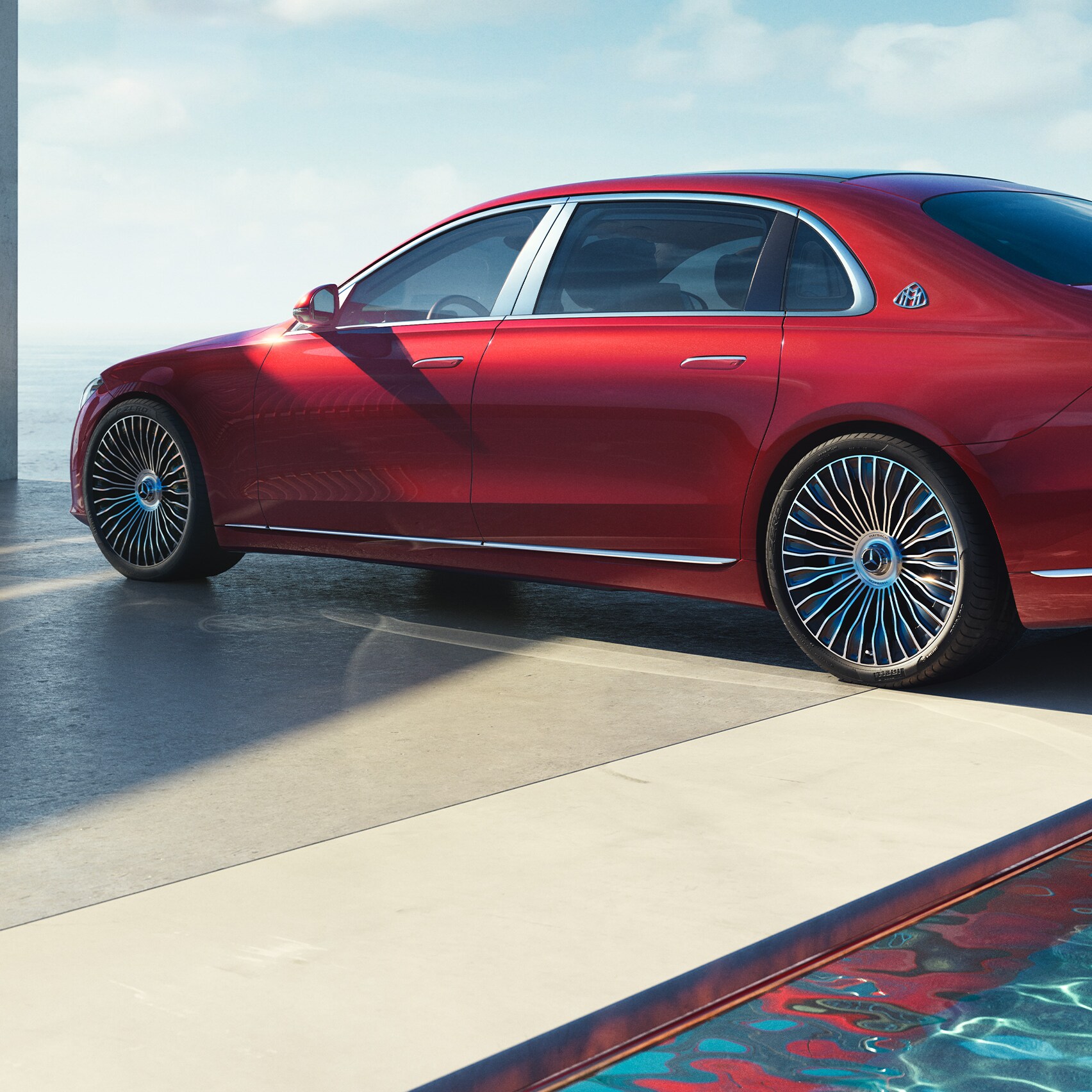 A side view of the Mercedes-Maybach S-Class.
