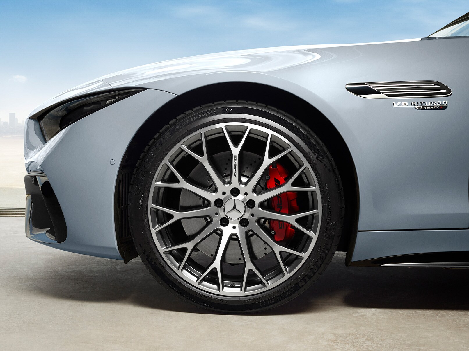 The Mercedes-AMG SL Roadster in a side view.
