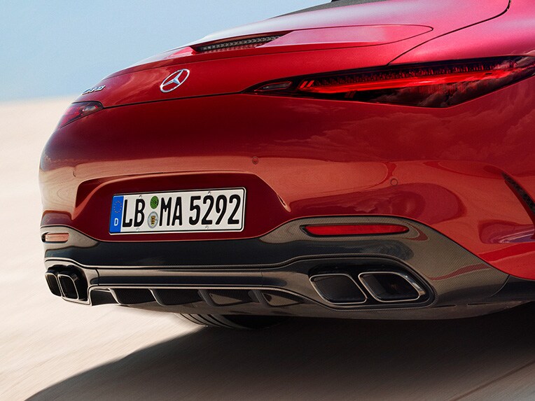 The Mercedes-AMG SL Roadster in a rear view.