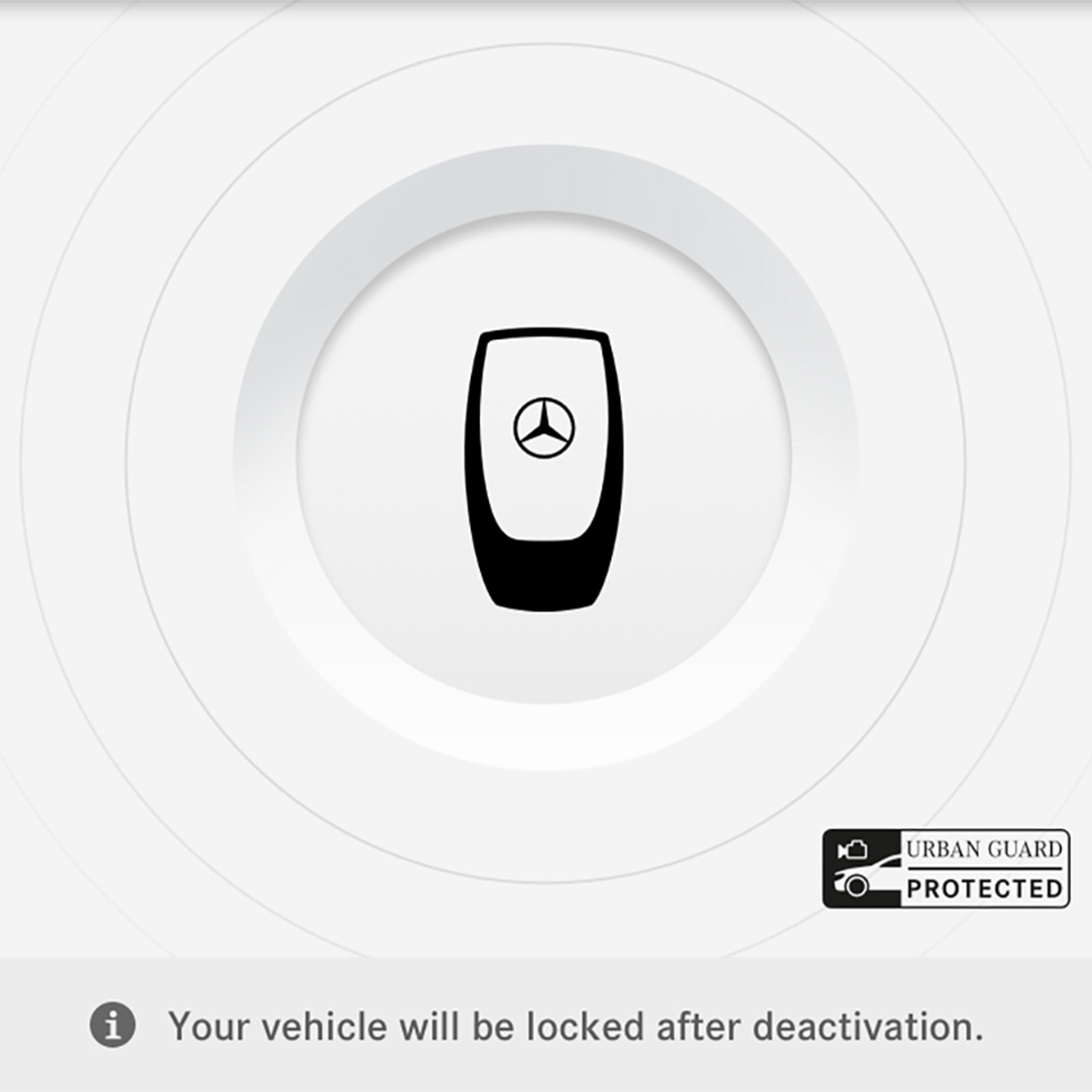 Emergency Key Deactivation | GUARD 360˚ | Mercedes me The menu of the Emergency Key Deactivation Digital Extra is displayed here on a smartphone.