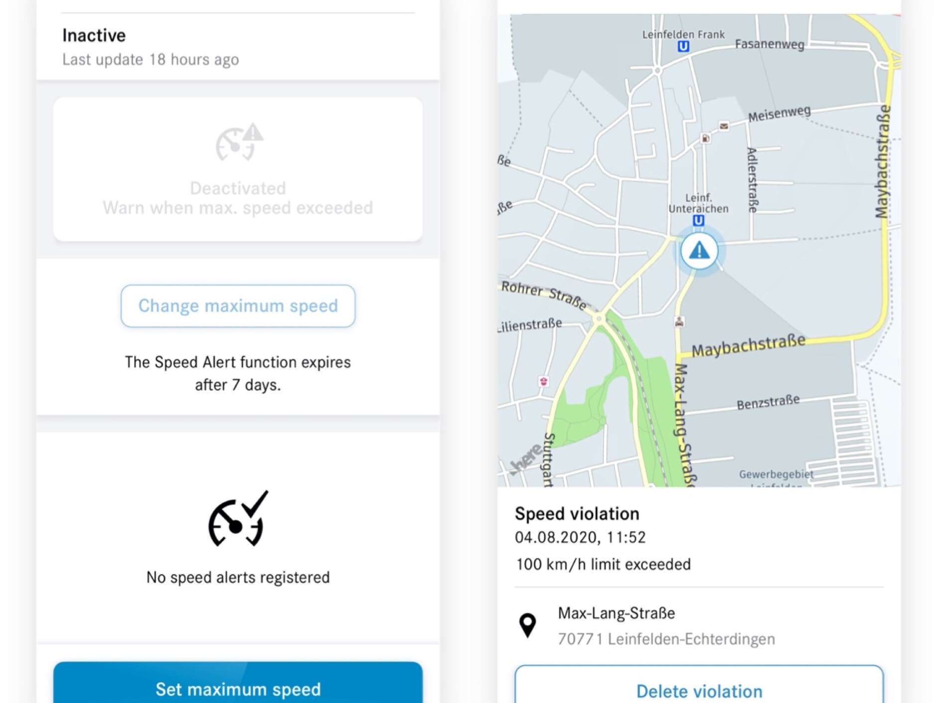 You can see the different screens that appear on a smartphone when the Speedfencing Digital Extra is activated and detects an infringement.