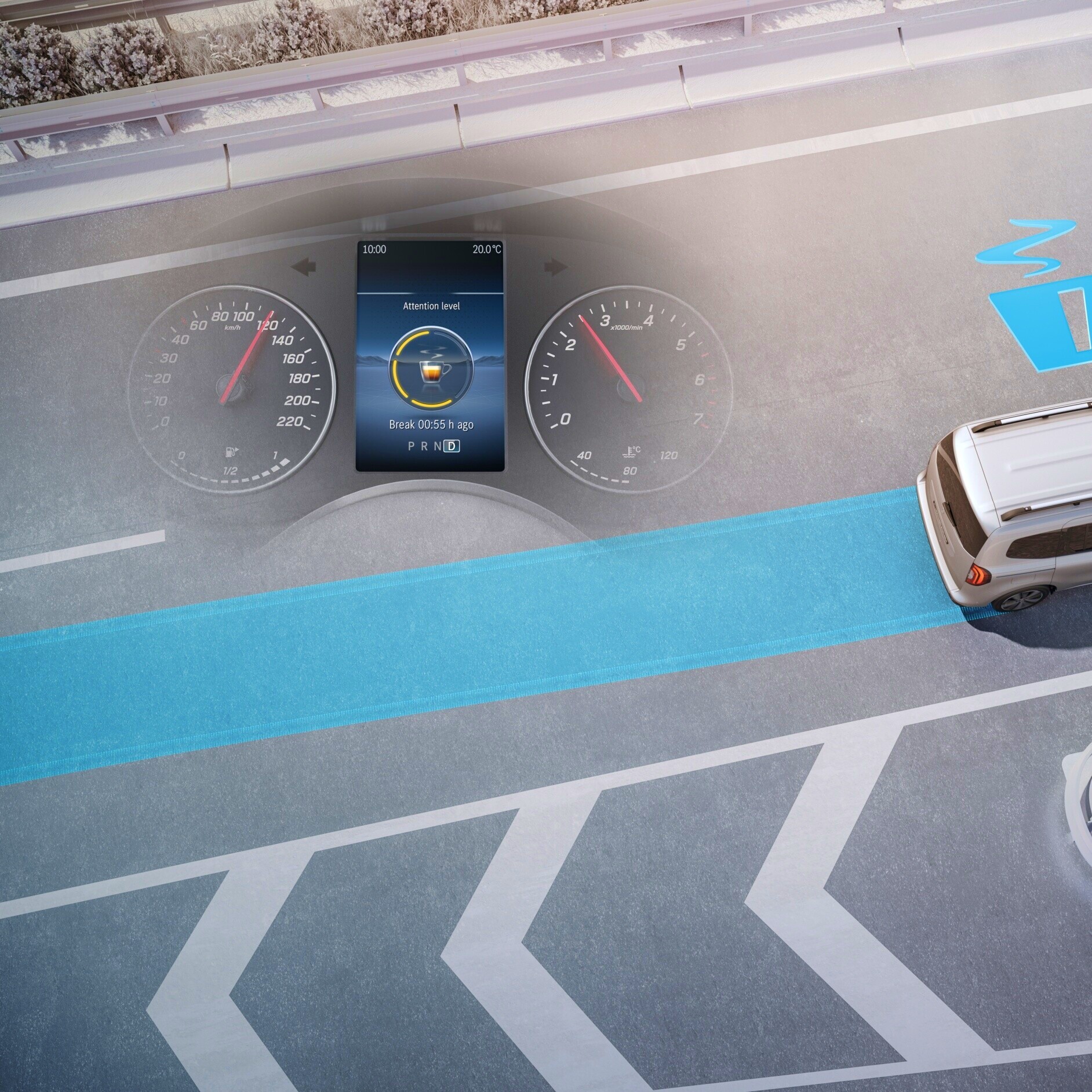 ATTENTION ASSIST | eCitan Panel Van | Mercedes-Benz The ATTENTION ASSIST system in the Mercedes-Benz eCitan Panel Van.