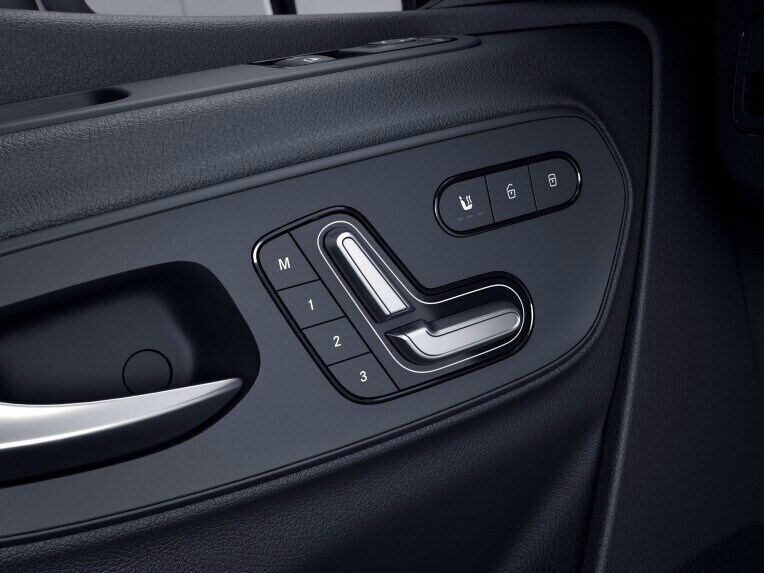 The control elements for the electrically adjustable driver's seat in the Mercedes-Benz Sprinter Panel Van.