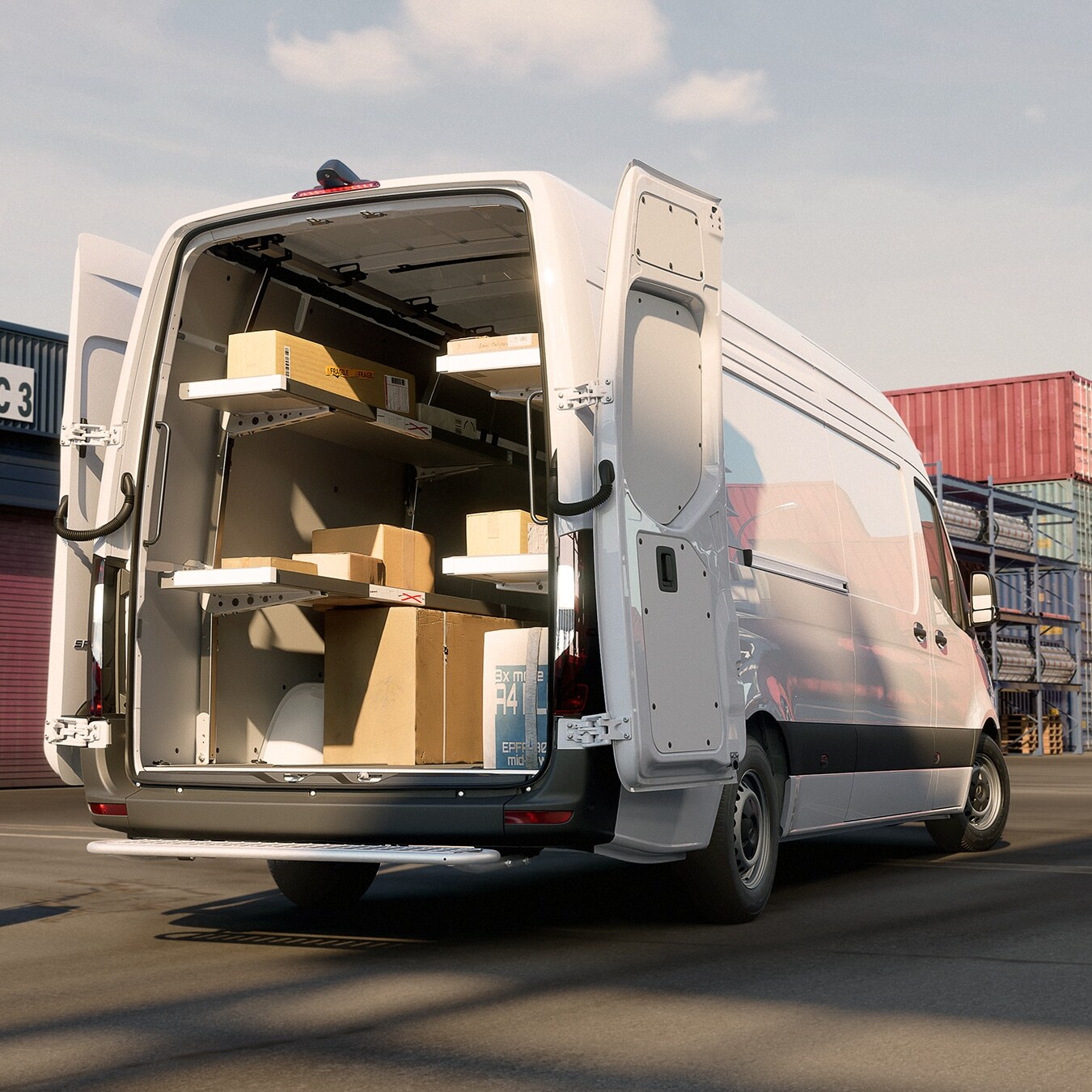 Mercedes‑Benz Sprinter with organized shelving and cargo system