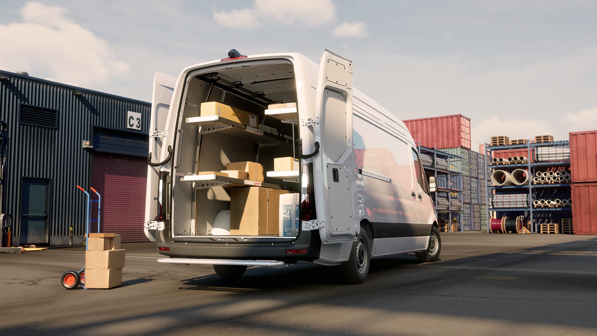 Sprinter Panel Van | All Sprinter | Mercedes-Benz Vans Mercedes‑Benz Sprinter with organized shelving and cargo system