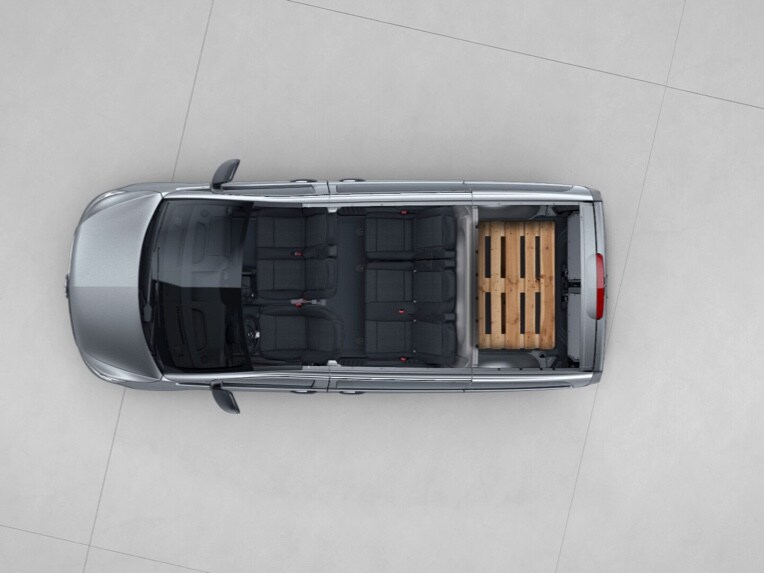 The Compact Vito Mixto with 2-seater front passenger seat and 3-seater bench seat.
