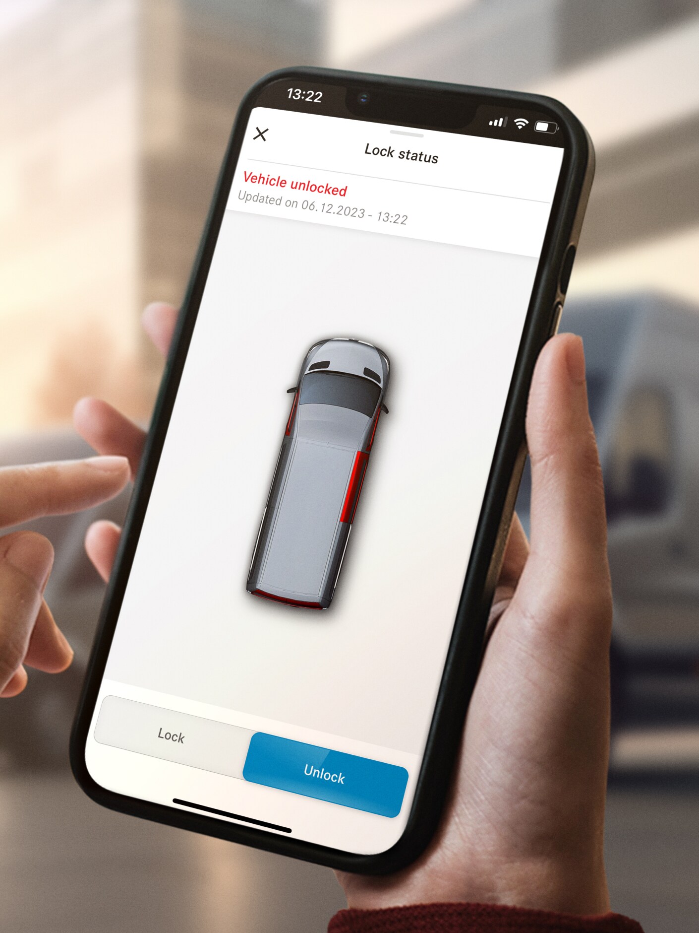 The Remote Door Locking and Unlocking function on a smartphone.