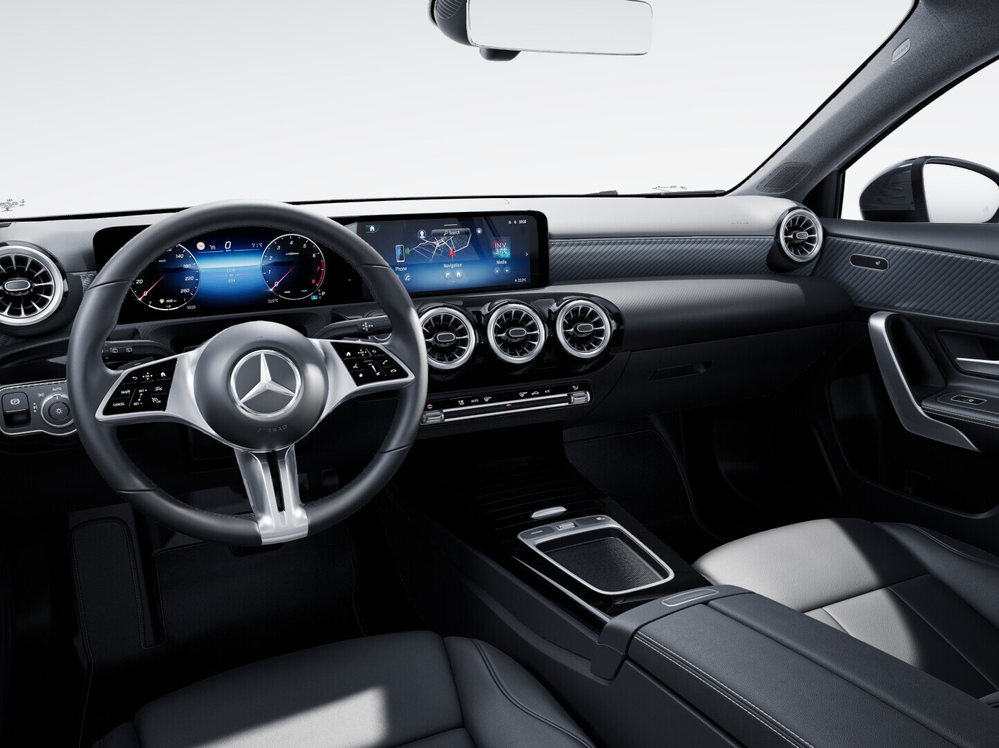 The interior of the Mercedes-Benz A-Class Hatchback with standard equipment.