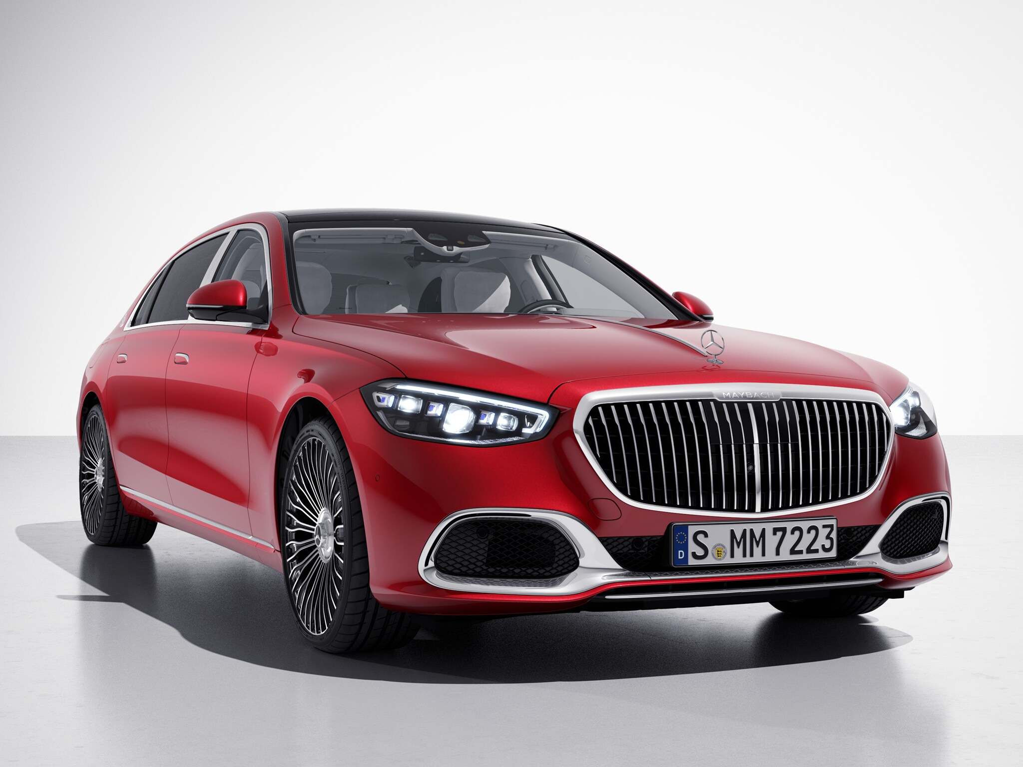 The image shows the exterior of the Mercedes-Maybach First Class
