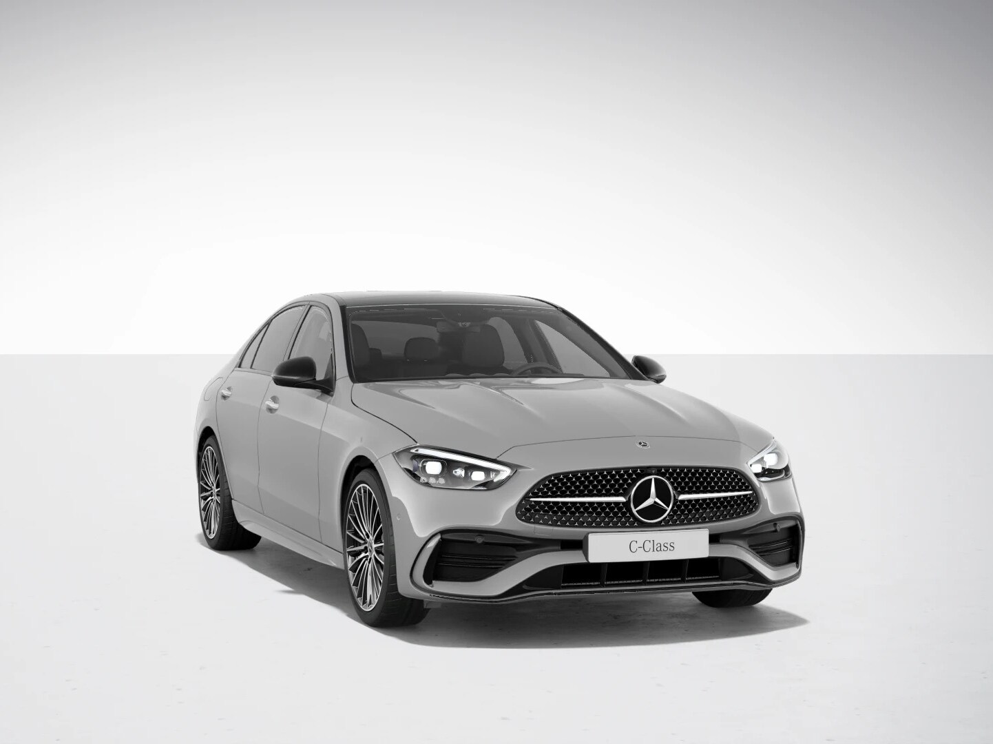 The image shows the Mercedes-Benz C-Class Saloon with standard equipment.